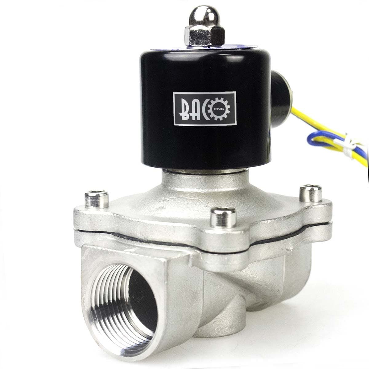 BACOENG 1" AC110V Stainless Steel Electric Solenoid Valve (NPT, Normally Closed)