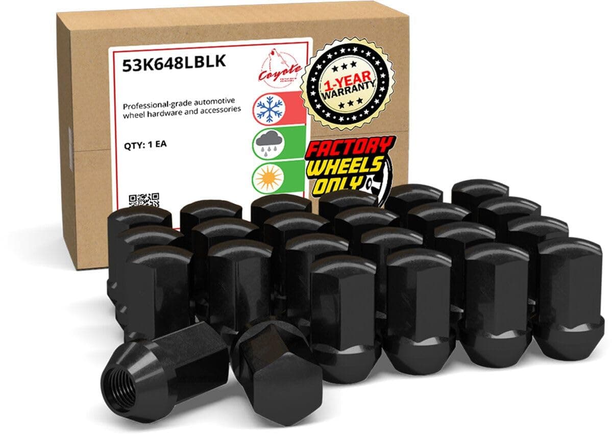 Wheel Accessories Parts 24 Pcs M14x1.5 14x1.5 Thread OEM Style Lug Nuts 1.77" Long Black 7/8" 22mm Hex Fits Chevy Silverado 1500 ｜ GMC Sierra 1500 ｜ Cadillac Escalade GM 9596070 ｜ 611-236
