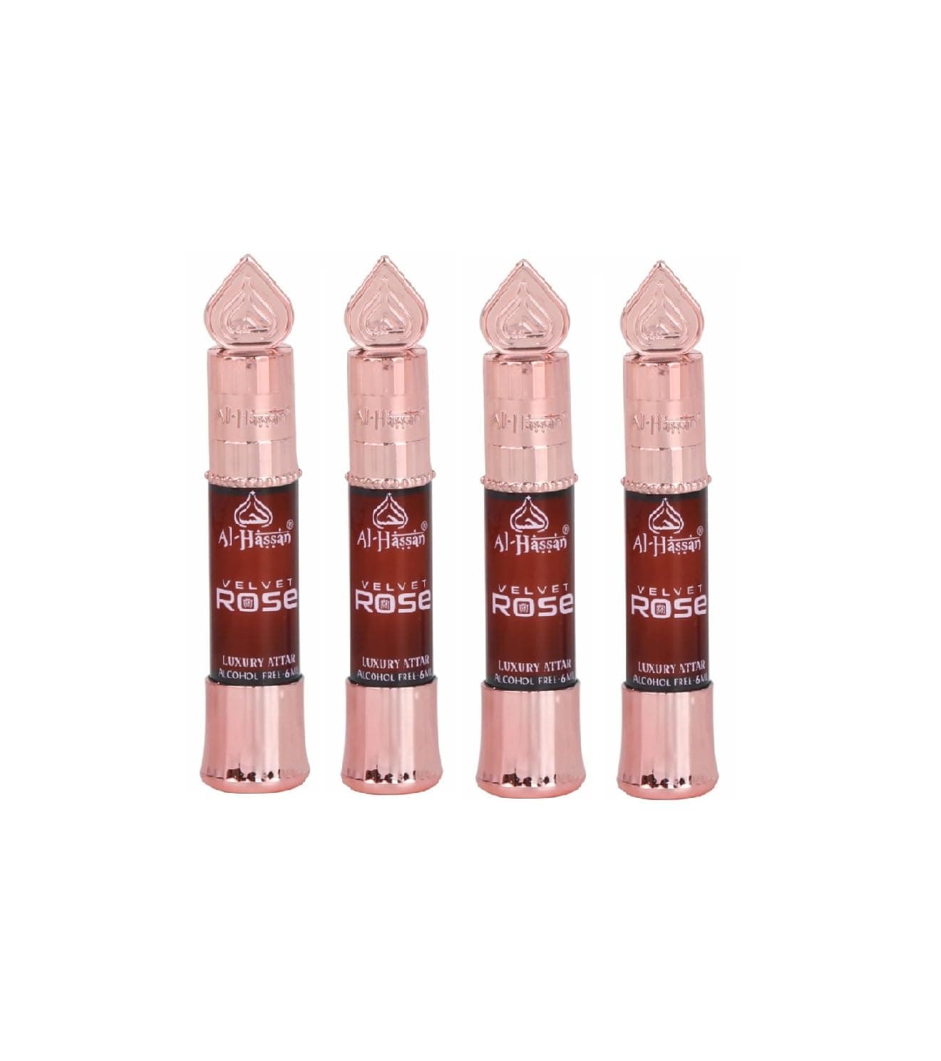 Al - Hassan Velvet Rose Attar For Women - Pack of 4 (6ml Each) | Alcohol Free Attar | Long Lasting & Captivating Fragrance
