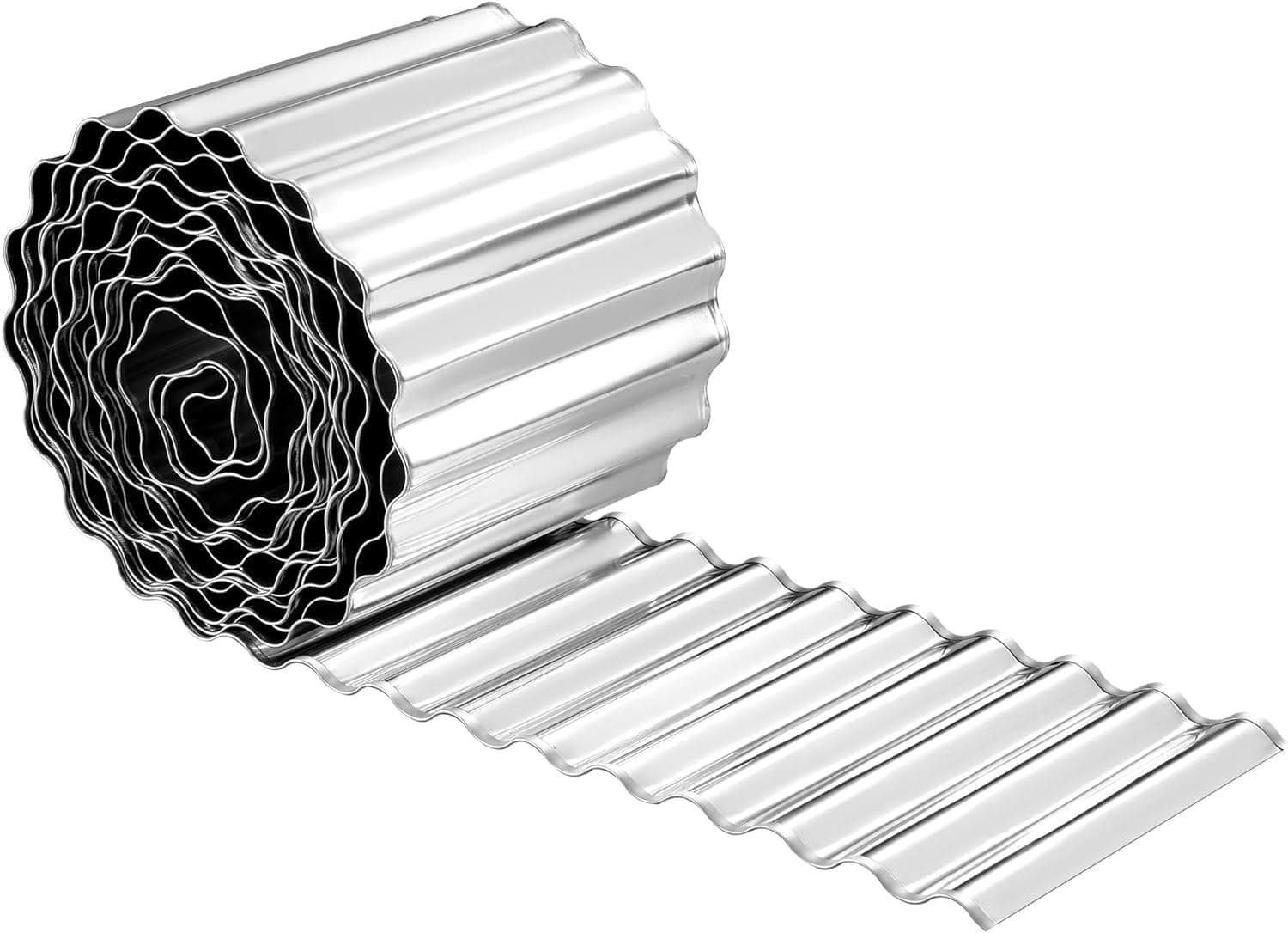 maebeacae Metal Garden Edging No Dig Borders (Silvery, 6 inch x 20 FT)