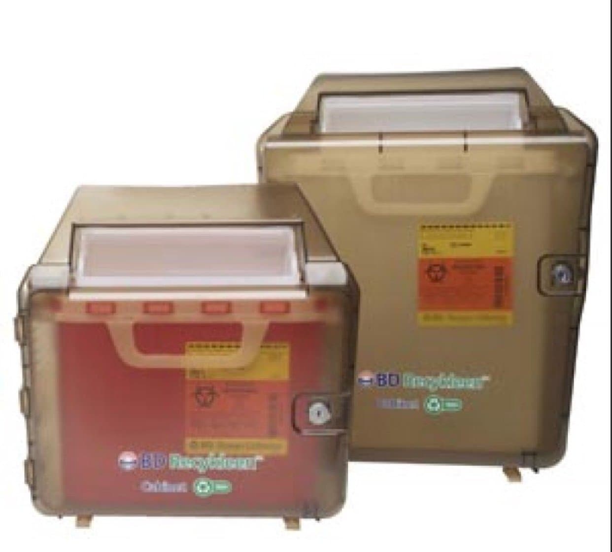 BD Medical Systems 305097 Recykleen Sharps Wall Cabinet, 15" x 7" x 19" Size, 2/3 gal Capacity, Brown