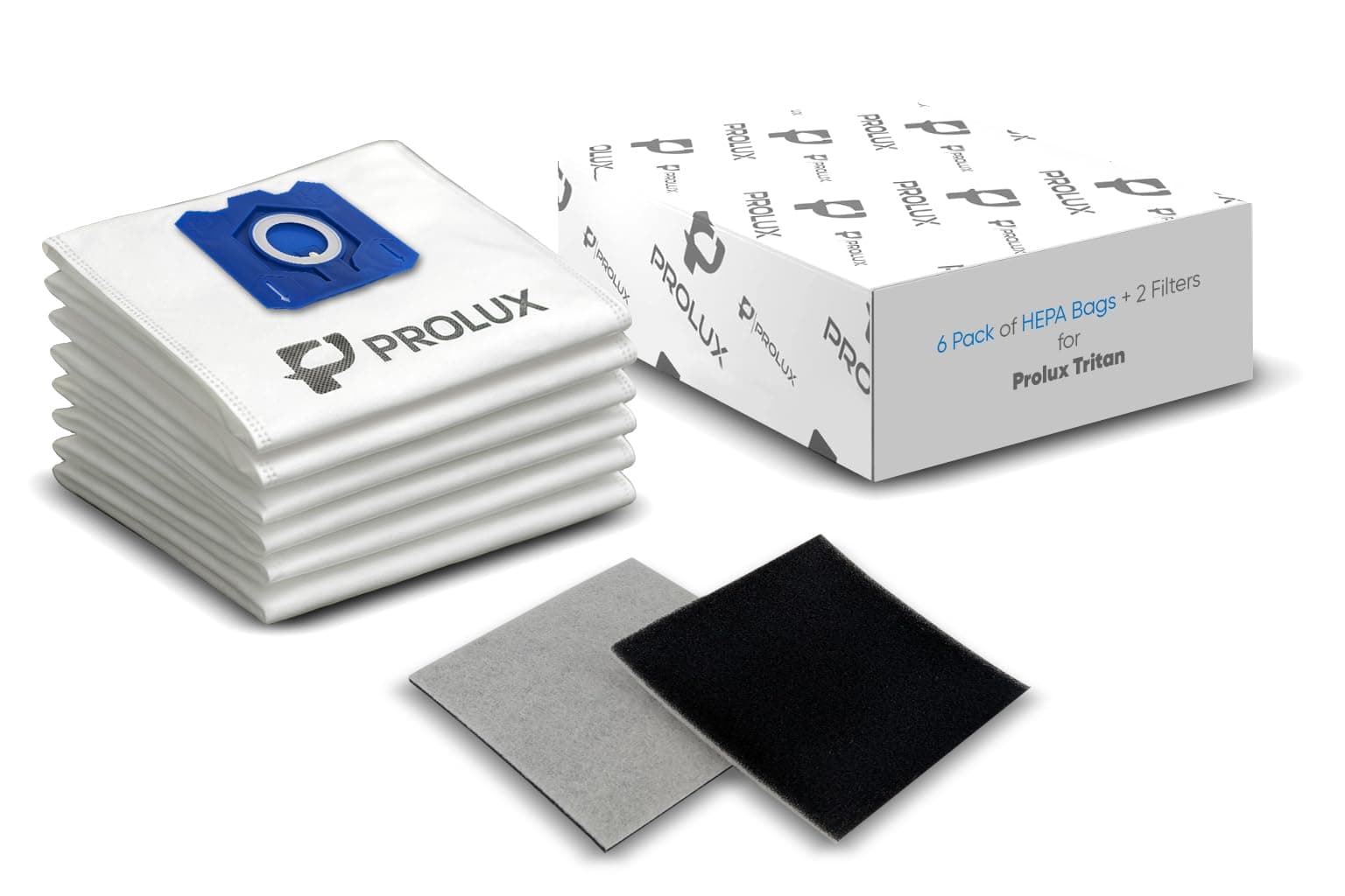 6 pack of HEPA bags and 2 post Filters for the Prolux Tritan series vacuum cleaners