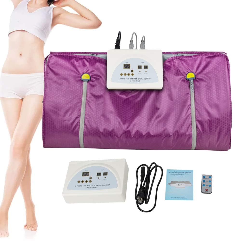 Funwill Sauna Blanket, 2 Zone Digital Far-Infrared Oxford Sauna Blanket Professional Sauna Blanket Detox Therapy Anti Ageing Machine with Remote Control (Purple)