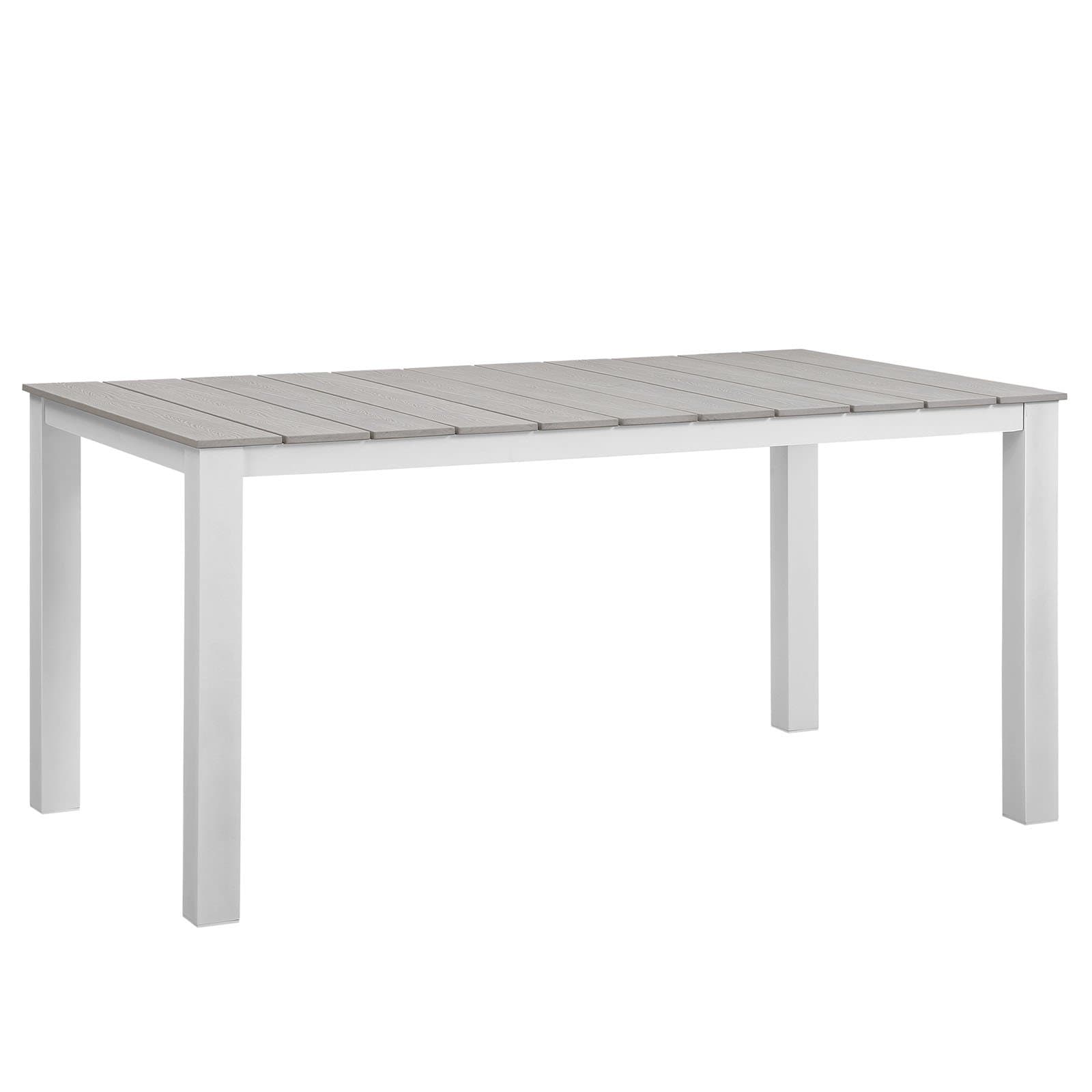 Maine Aluminum Outdoor Patio 63" Dining Table in White Light Gray