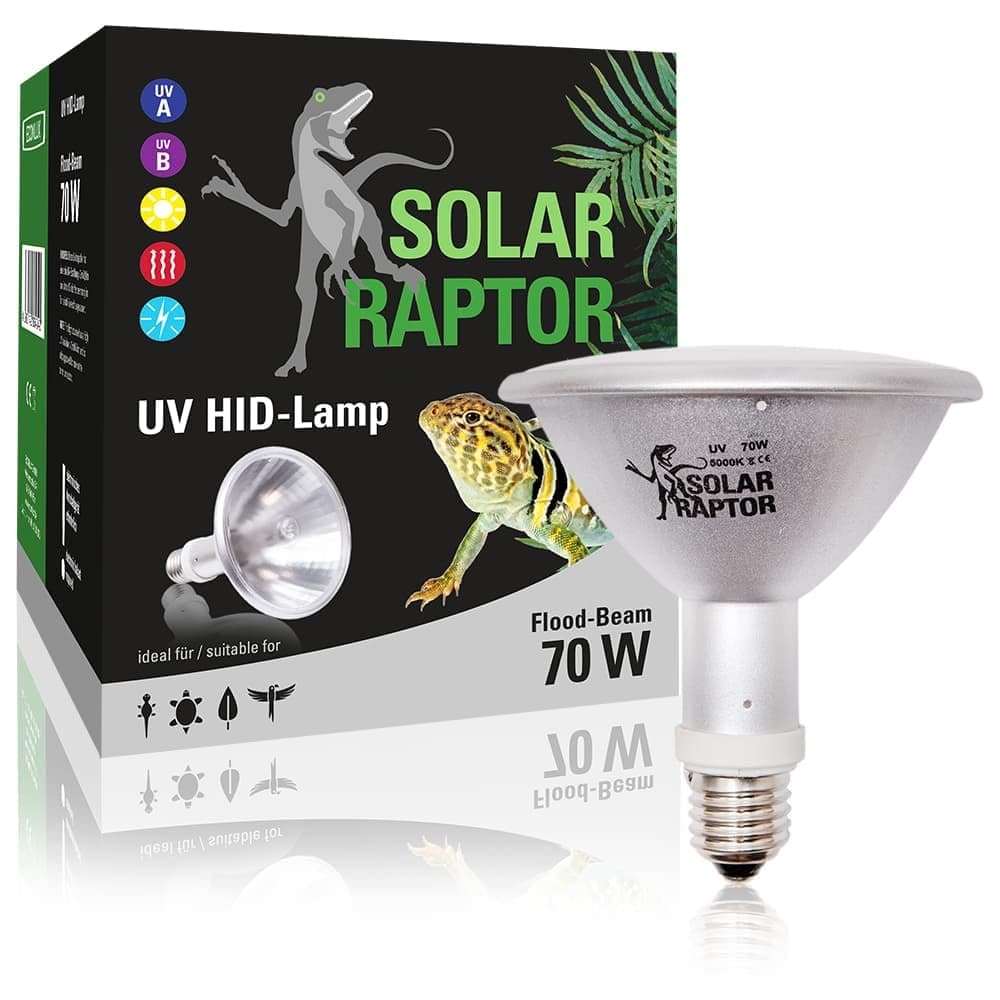 SOLAR RAPTOR HID UV Lamp, Metal Halide Lamp, Heat & UV Lamp for Terrariums (70 Watt/Flood)