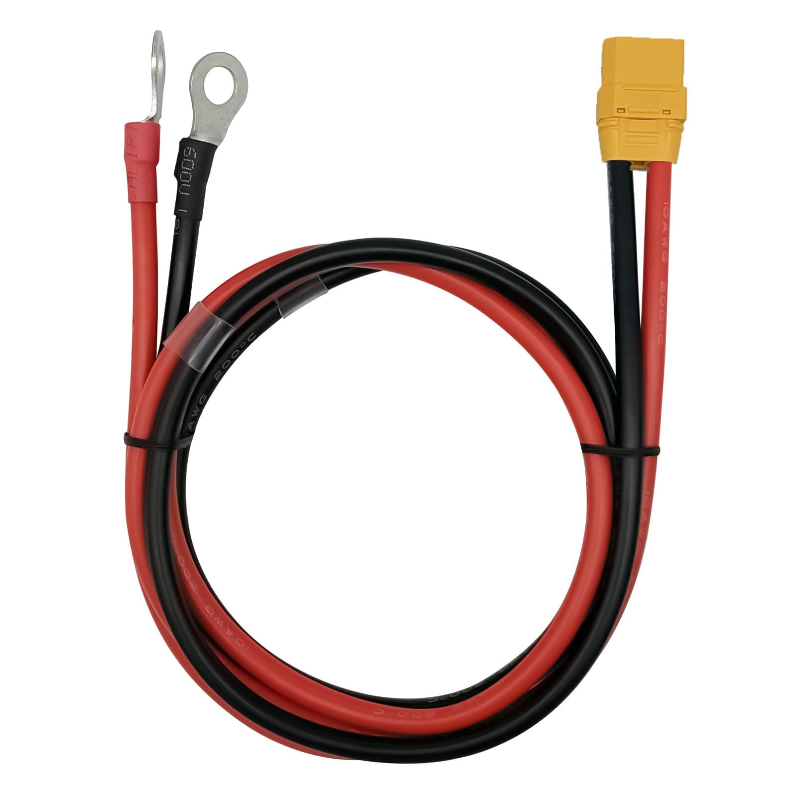 XT90H XT90 to O Ring Terminal Cable,XT90 Female to O Ring Connector Cable with 1M 10AWG Silicon Wire for RC Lipo Battery FPV Racing Drone Solar Power Station