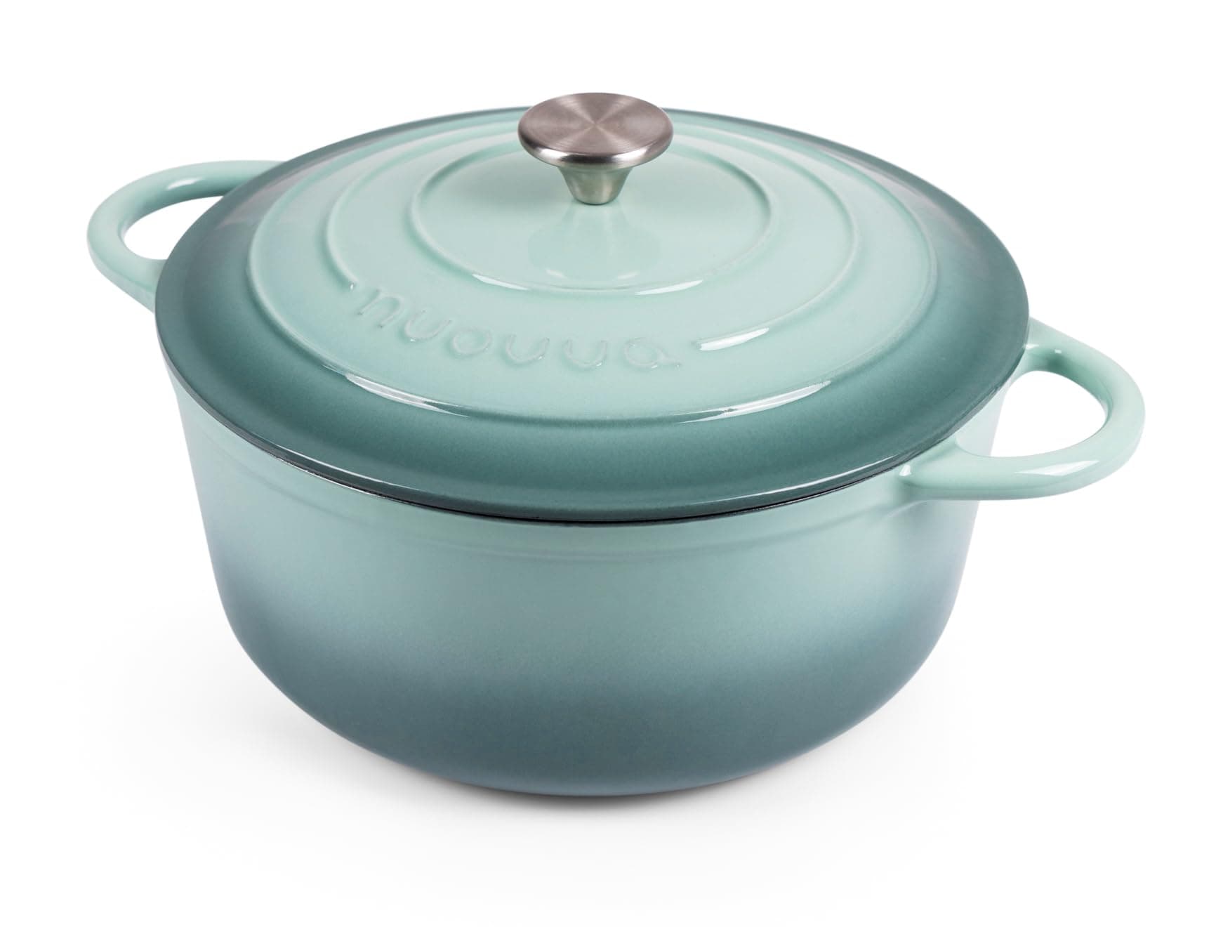 Nuovva Enamelled Cast Iron Dutch Oven Pot with Lid – 6.4 Quart Casserole Dish – Ceramic Dutch Oven for Bread Baking, Roasting, Braising & Stews – Oven Safe up to 500°F – 28cm Sea Salt