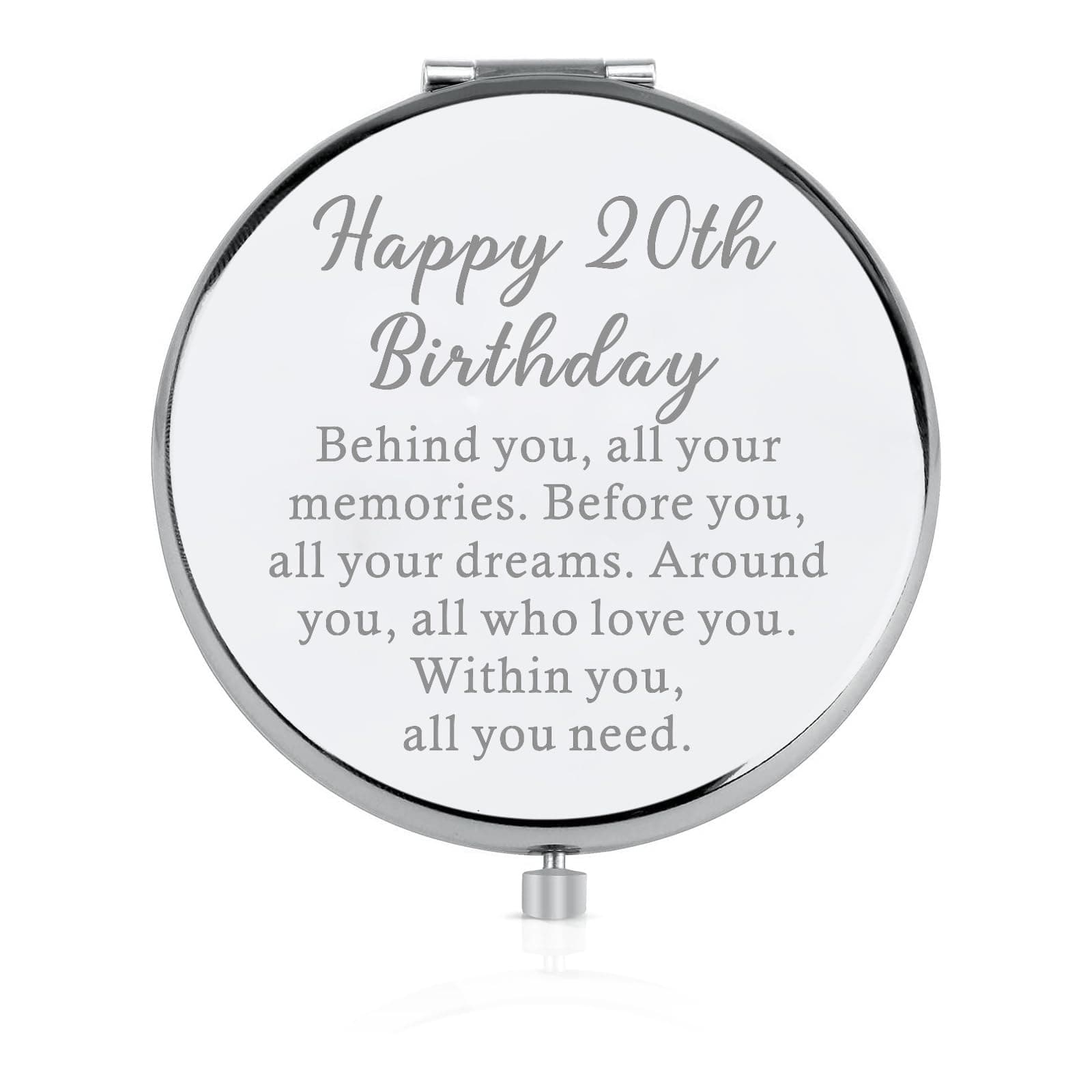 FEELMEMHappy 20th Birthday Gift Inspirational 20th Girl Compact Makeup Mirror Granddaughter Sisters 20 Years Old Gift