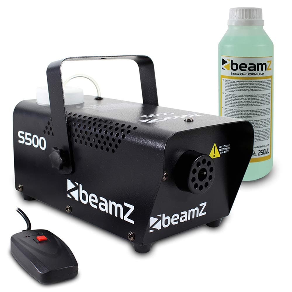 beamz S500 Smoke Machine with 250ml Green Fluid – Portable, High-Output Fog Machine for Parties, Events, and DJ Performances – Easy to Use, Quick Heating, 400W