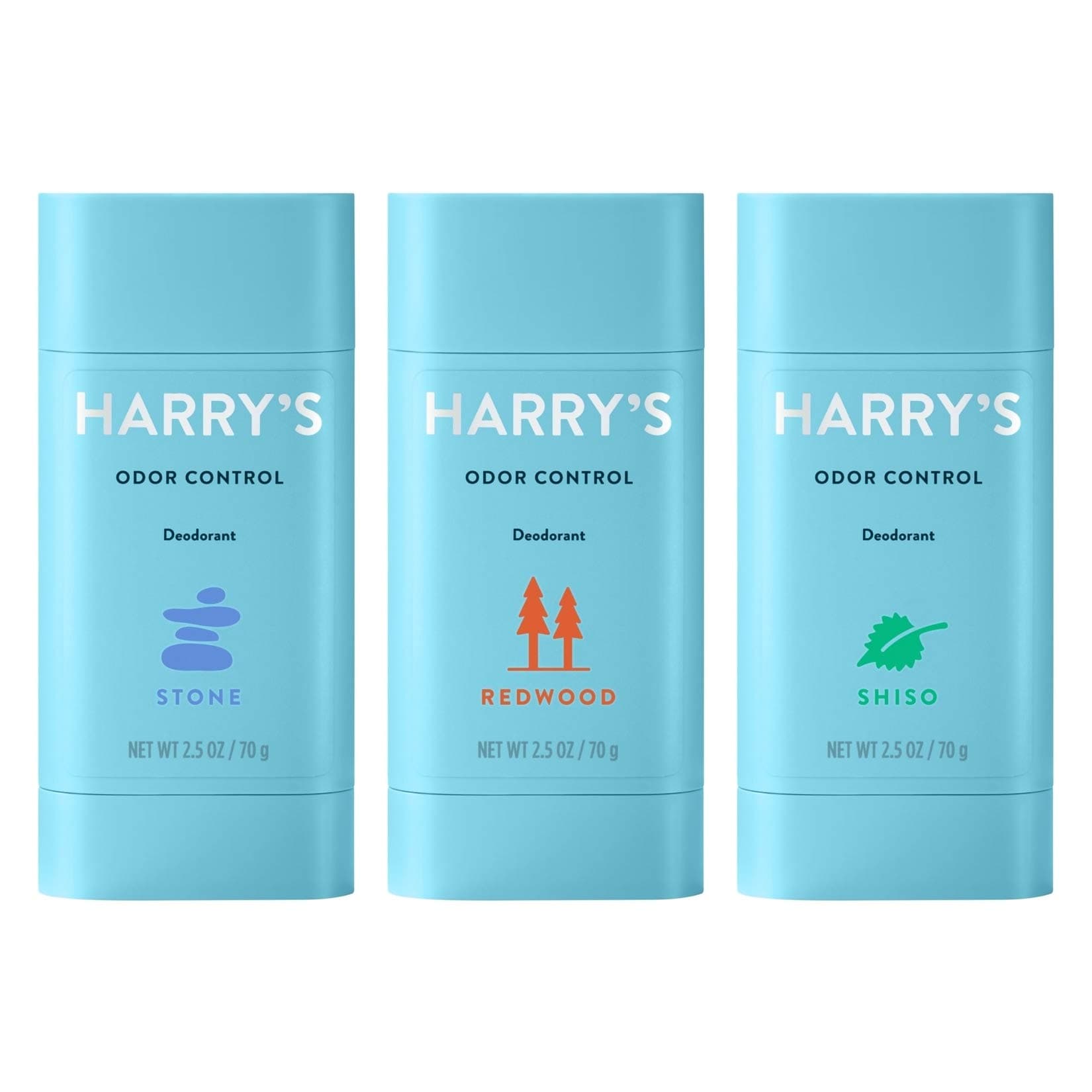 Men's Deodorant Variety Pack, Aluminum Free Deodorant for Men, Odor Control, 2.5 Oz, Stone, Shiso, Redwood (Pack of 3)