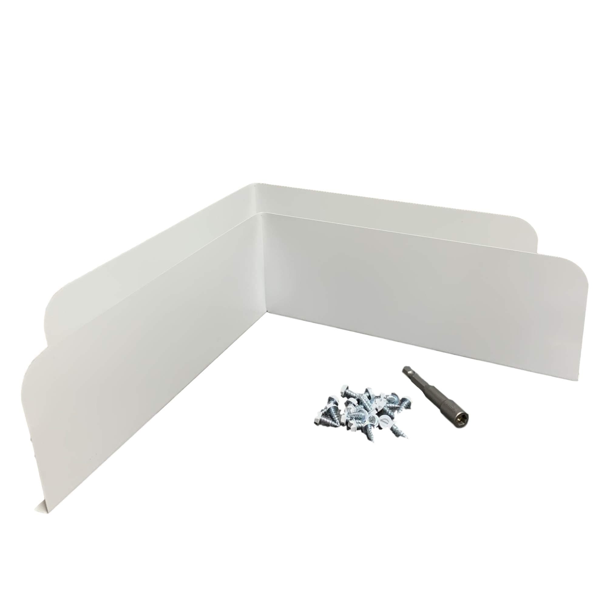 Eagle 1 Rain Gutter Valley Splash Guards, Straight or Bent (2 Per Order) Includes Screws and 1/4" Bit Driver (Extreme Bent, White)