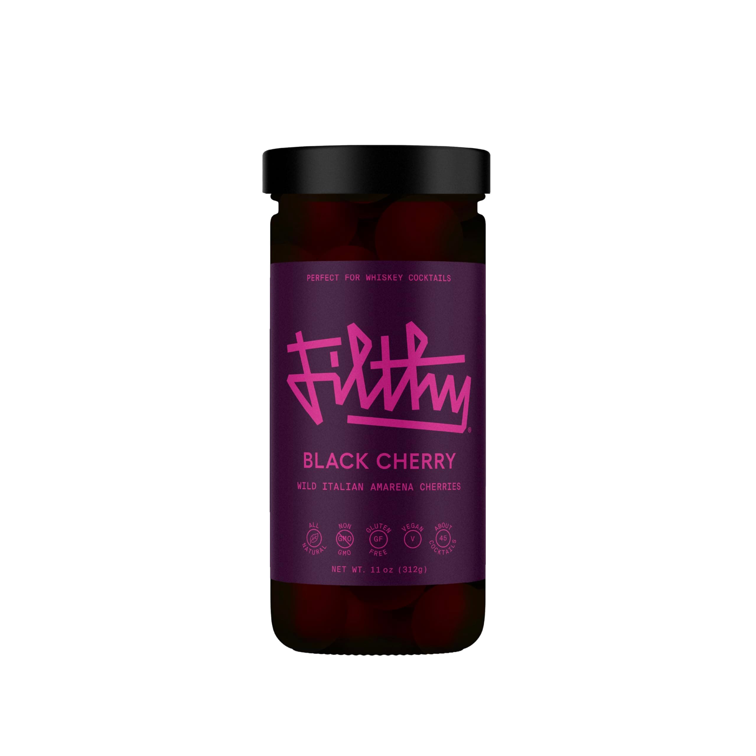 Black Amarena Cocktail Cherries, 11 Oz Jar, 45 Cherries