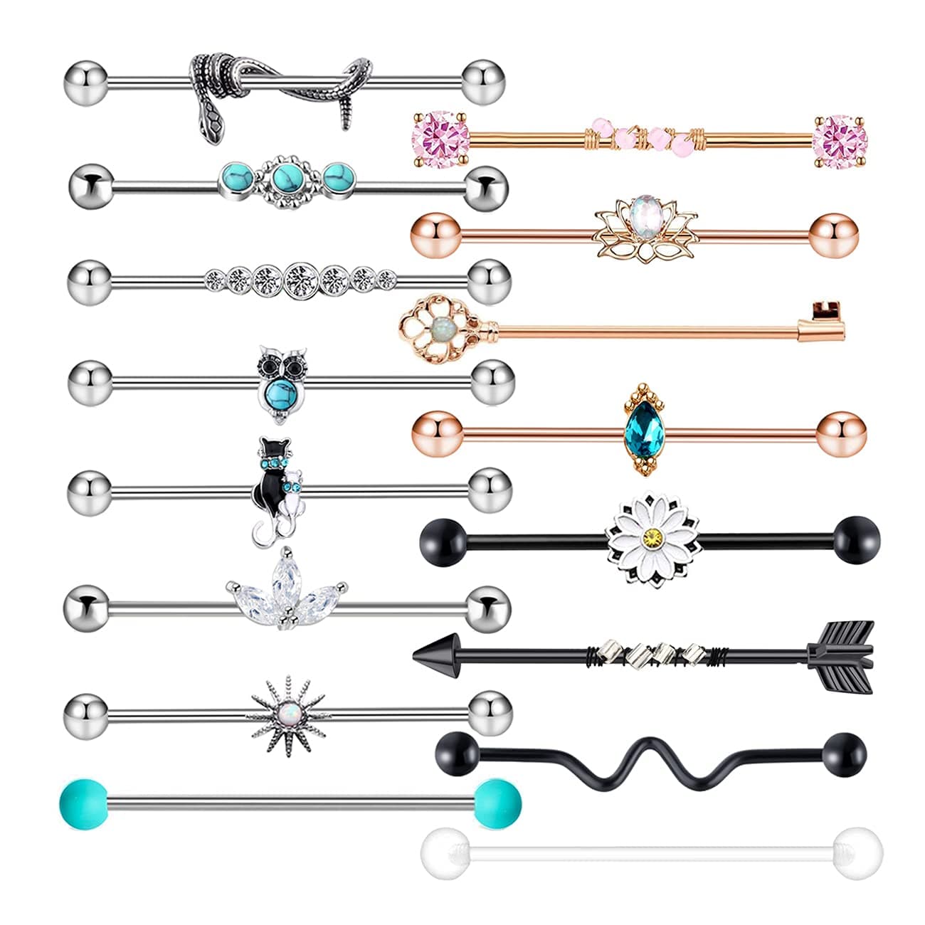 14G Industrial Barbell Earring Cartilagine Stainless Steel 38mm 1 1/2 inch Industrial Piercing Bar Body Piercing Jewelry for Women Men