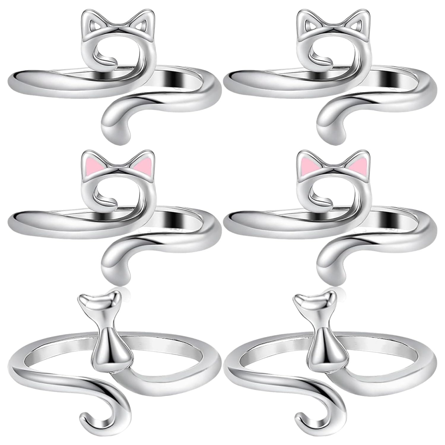 NUDFSY 6Pcs Crochet Ring, Crochet Ring For Finger Creative Cat Wire Wrapped Knitting Crochet Tool Yarn Tension Crochet Accessories For Diy Knitting & Crocheting