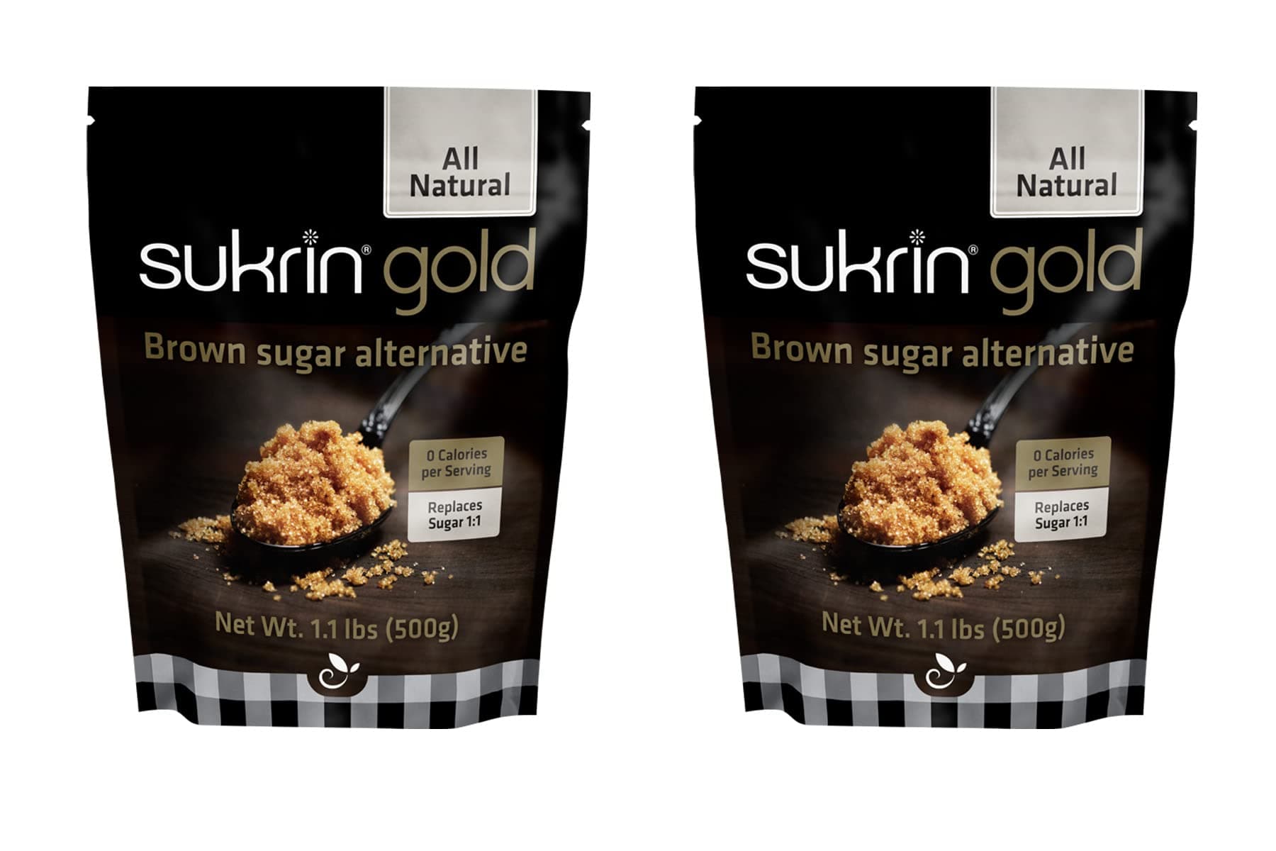Sukrin Gold - Natural Brown 1:1 Sugar Substitute with Erythritol and Stevia, Zero Calorie Sweetener for Keto and Low Carb Diets, Vegetarian, Baking, Non GMO, 1.1 lb Bag (2 Pack)