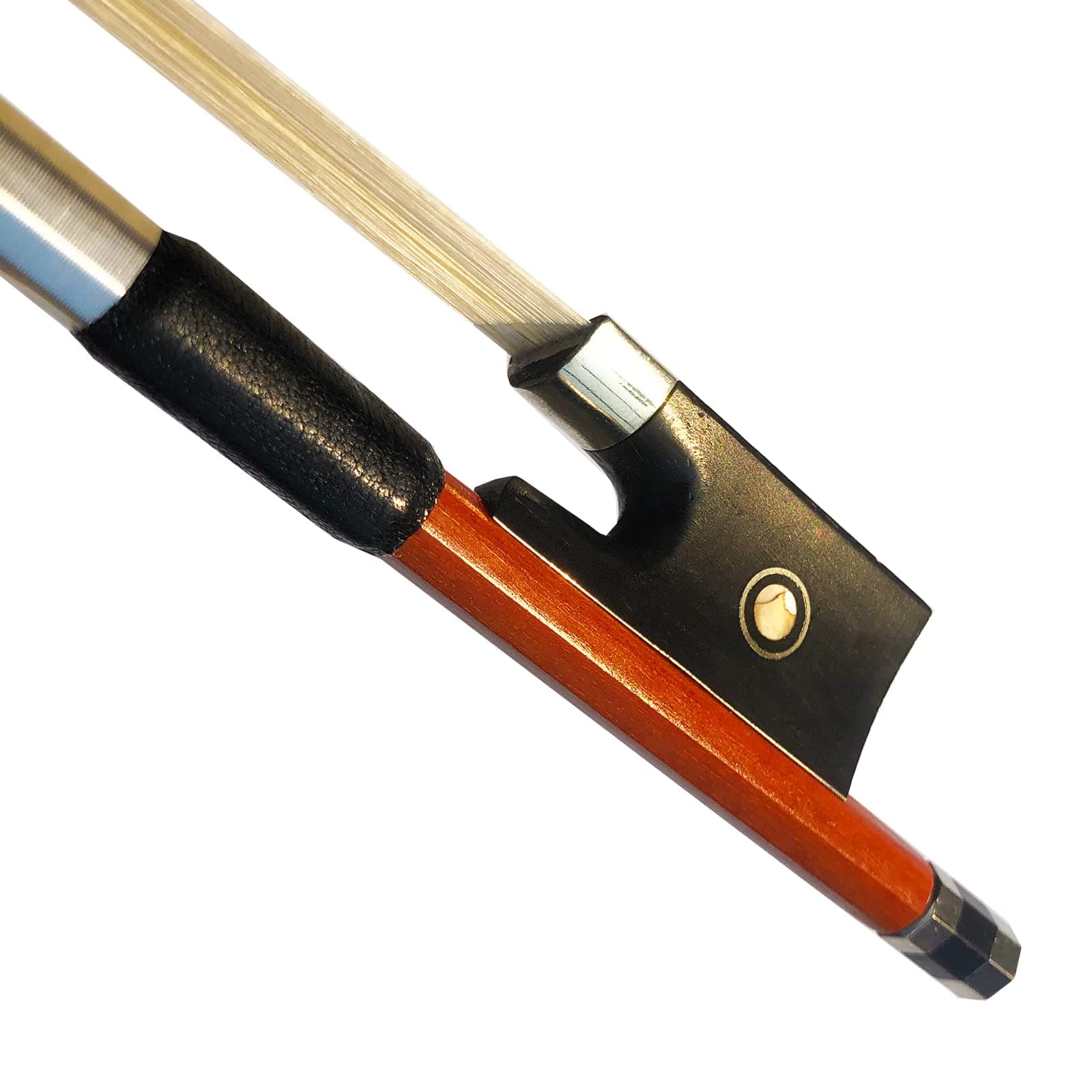 Brazilwood Ebony Violin Viola Cello Bow Full Size Ebony Frog with Natural Horsehair (Violin bow 4/4)