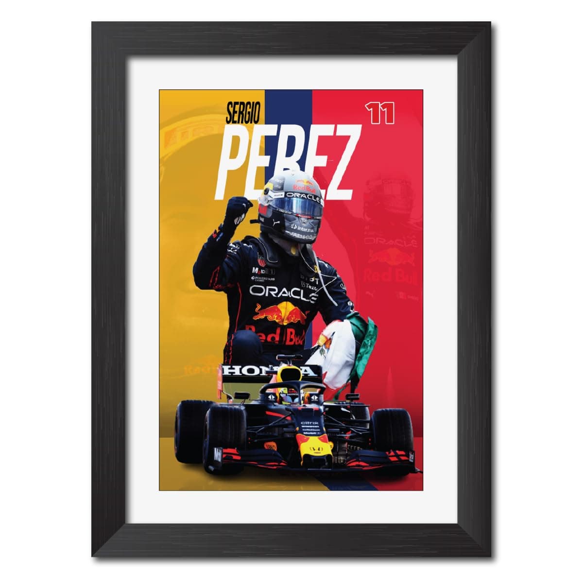 TenorArts Sergio Michel Checo Pérez Poster Formula One Racer Painting Laminated Posters Framed Painting with a Matt Finish Black Frame (9inches x 12inches)