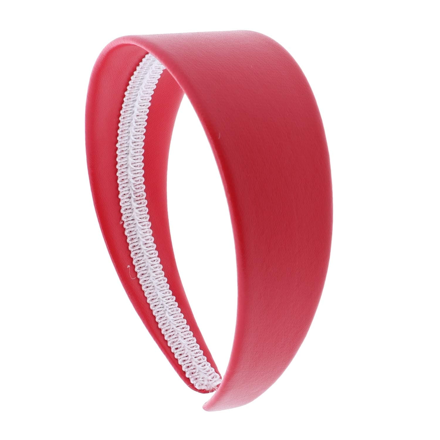 2 Inch Wide Leather Like Headband Solid Hair band for Women and Girls - Bright Red