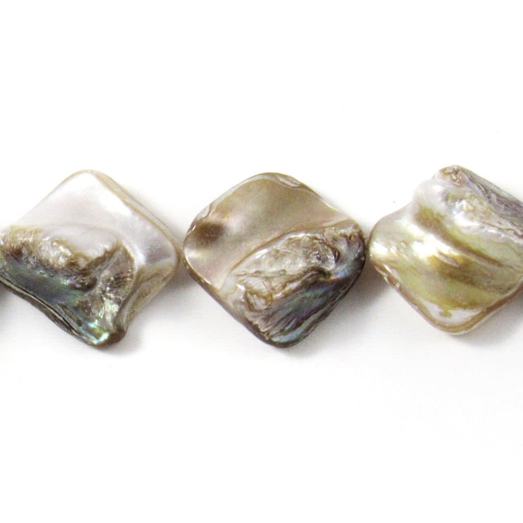 Indigo Artistry Natural Mother of Pearl Shell, Medium to Large Nugget, Sold Per 15-inch Strand for Jewelry Making and Crafts