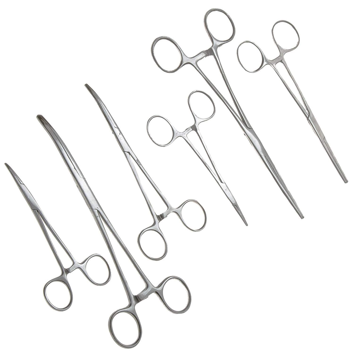 Ultimate Hemostat Set, 6 Piece Ideal for hobby tools, electronics, fishing and taxidermy (8", 6.25" and 5")