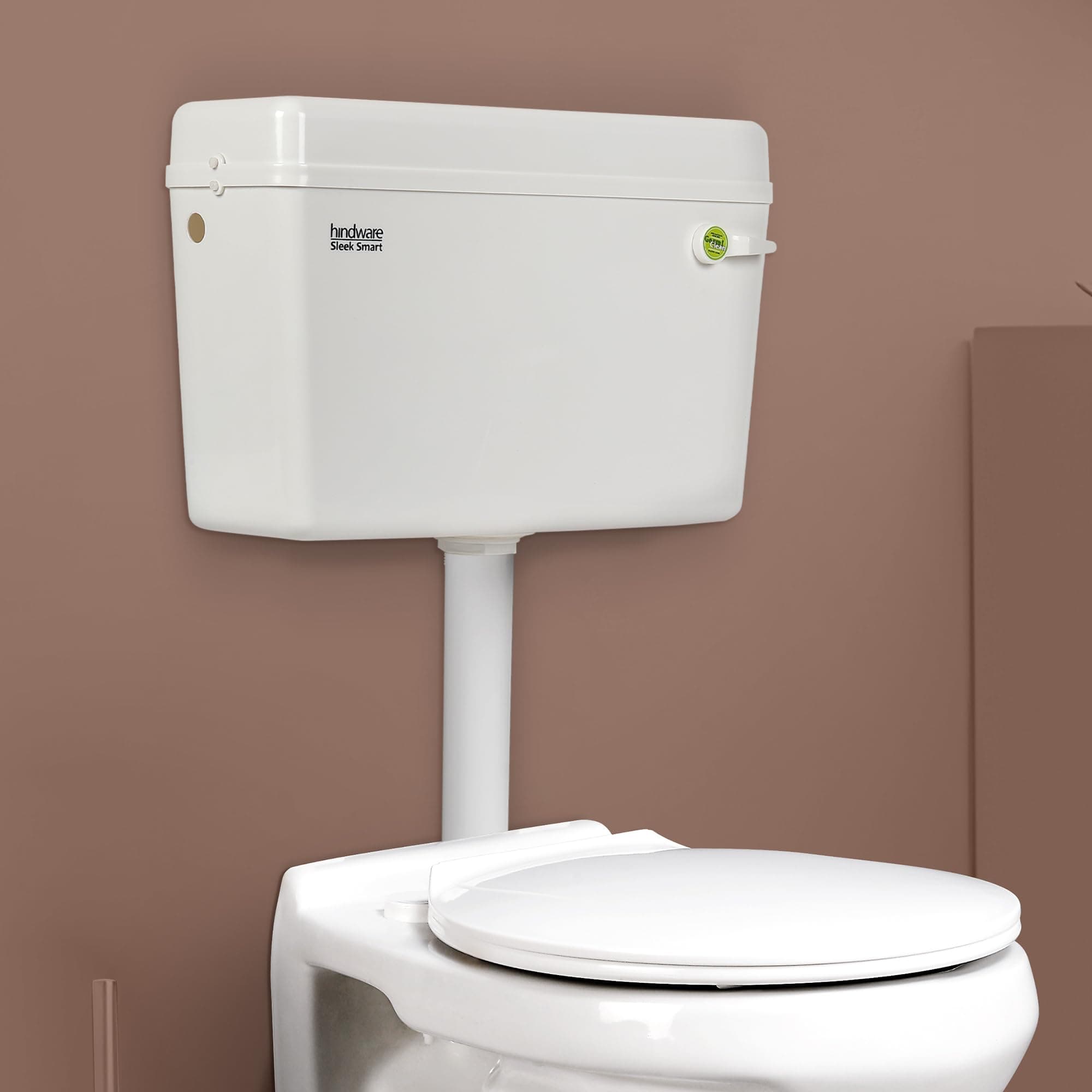 Hindware Sleek Smart PVC Cistern Flush Tank for Toilet (Starwhite Colour) | 10L Tank Capacity | Single Flushing System | Consistent and Effective Flushing | 2-Year Warranty