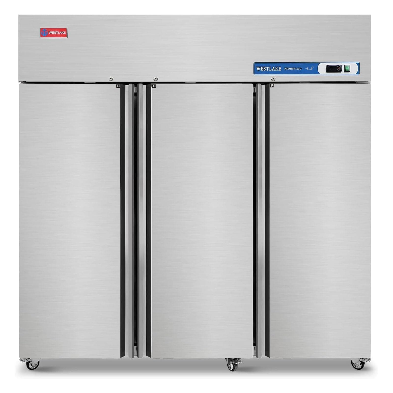 WESTLAKE Commercial Freezer 72"W 3 Door 3 Section Stainless Steel Reach-in Fan Cooling 54 Cu.ft Freezer for Restaurant, Bar, Shop, etc