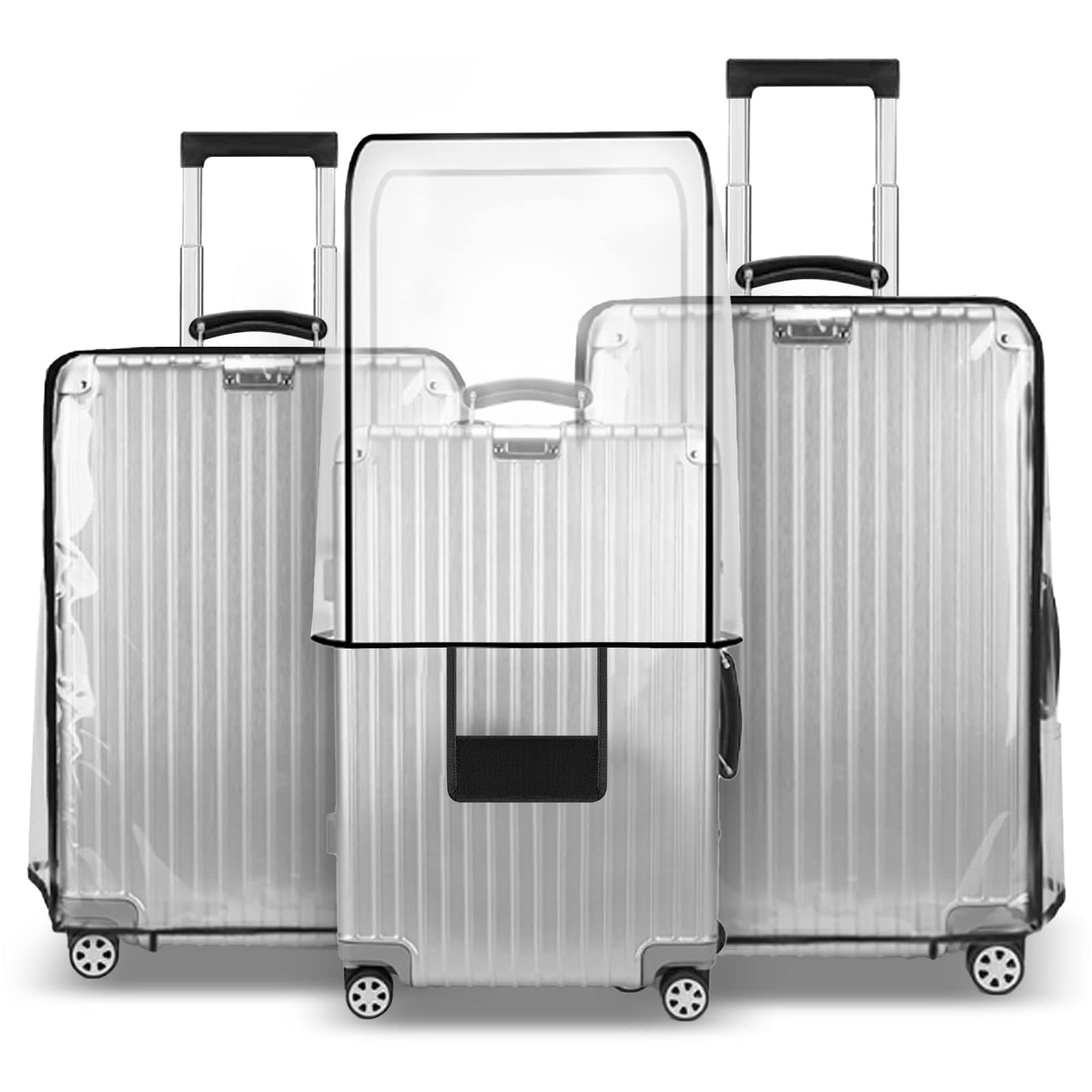 3 Pieces Luggage Cover Protectors, for 20 24 28 inch luggage Clear PVC Suitcase Cover Set,Waterproof Suitcase Protective Covers for Tsa Approved for Travel