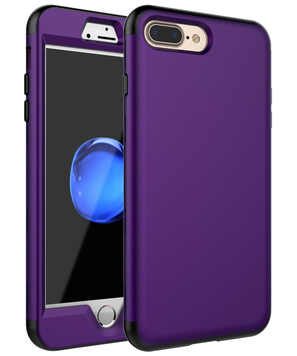 OBBCase iPhone 7 Plus Case,iPhone 8 Plus Case [Heavy Duty] Three Layer Hybrid Sturdy Armor High Impact Resistant Protective Cover Case for iPhone 7 Plus /8 Plus (Only for 5.5") Purple Black