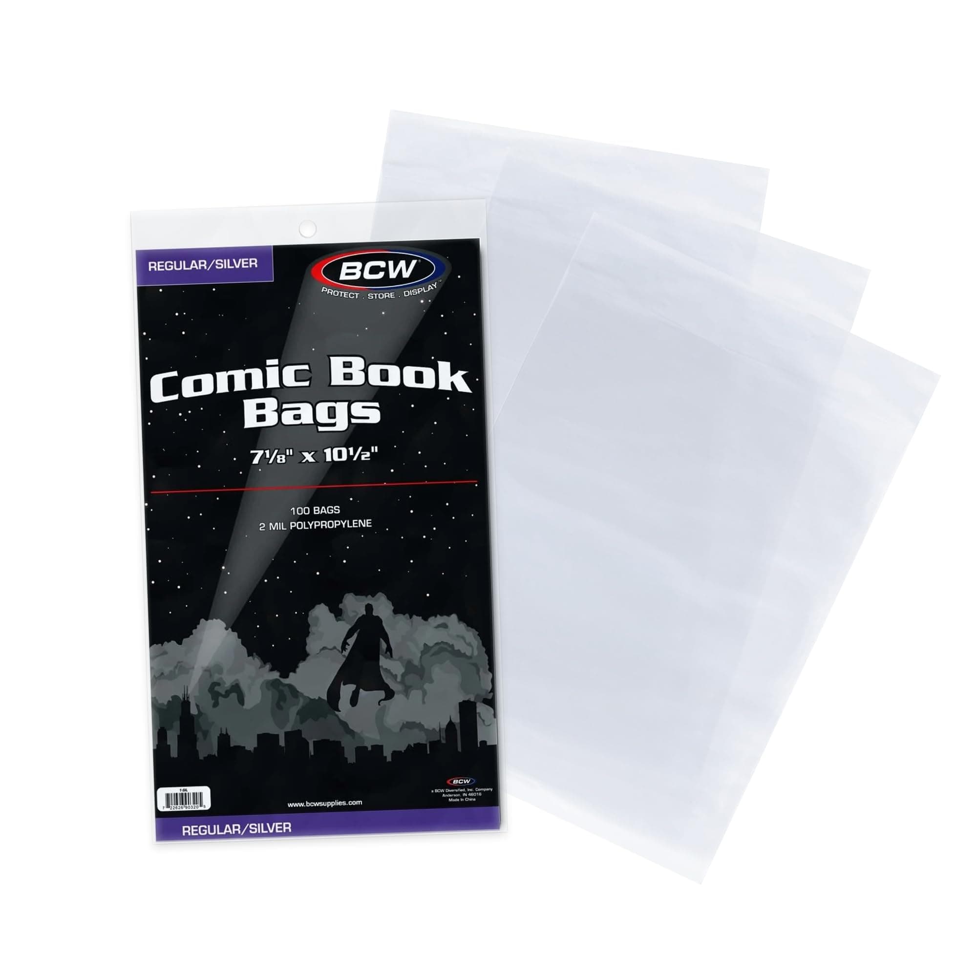 BCW Silver Age Comic Bags (100 Pack) – Acid-Free Archival Comic Book Bags for Silver Age Comics | Crystal Clear BCW Comic Book Bags for Collection Storage