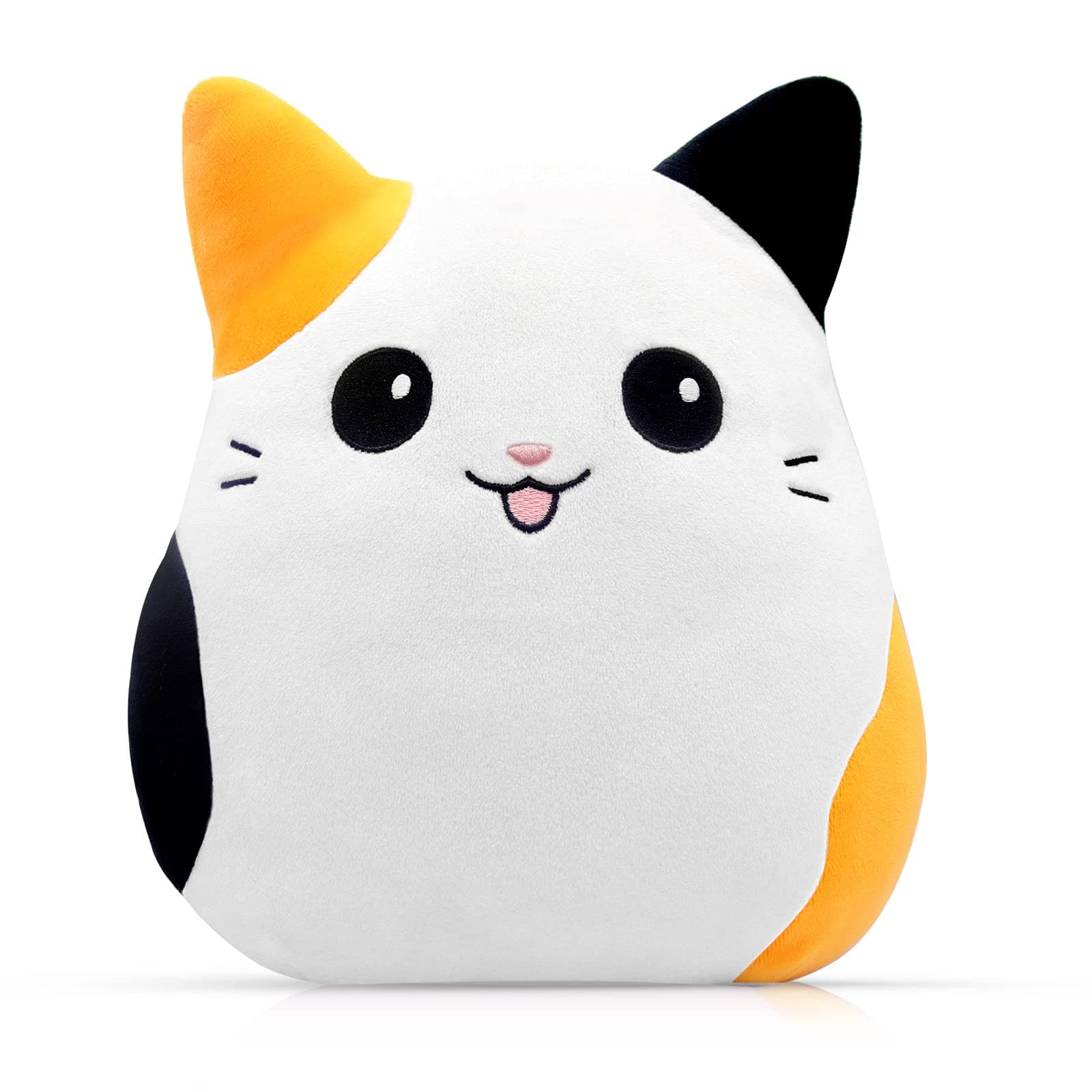 Cat Plushie Pillow Stuffed Animals Plush Toy for Kids,10Inch Kawaii Plushie Soft Hugging Pillow Calico Cat Plush Toys for Girls Boys, Cute Stuffed Cat Doll for Birthday Gift