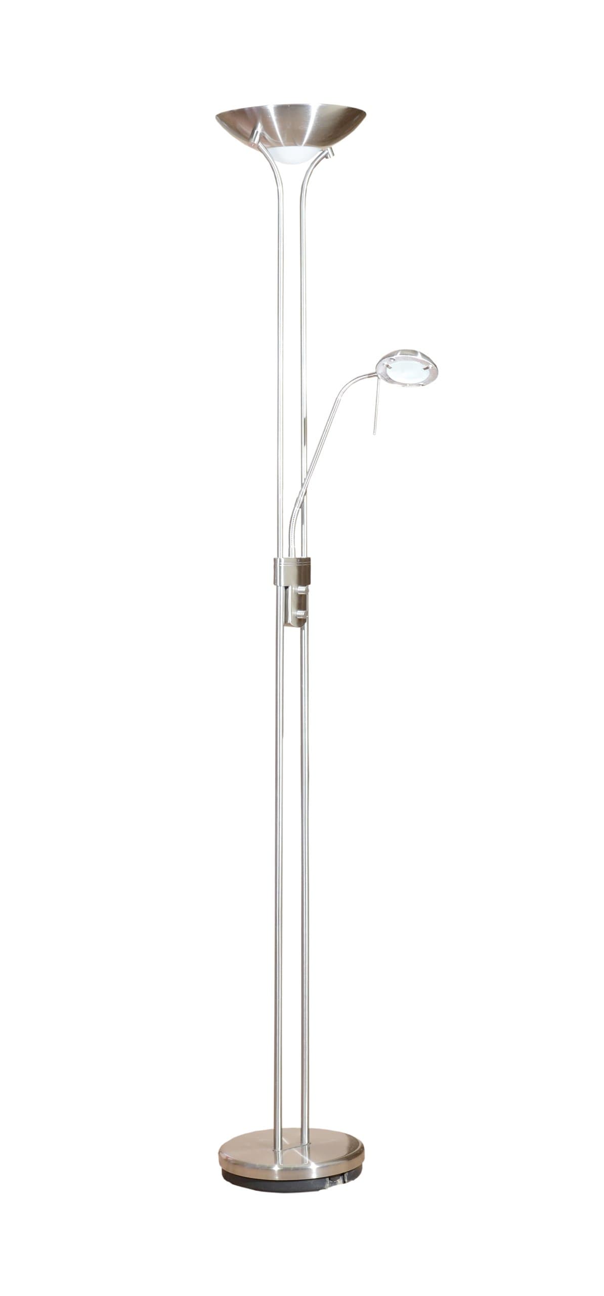 Endon Rome 230W & 33W Satin Chrome & Opal Glass Mother & Child Task Floor Light & Uplighter