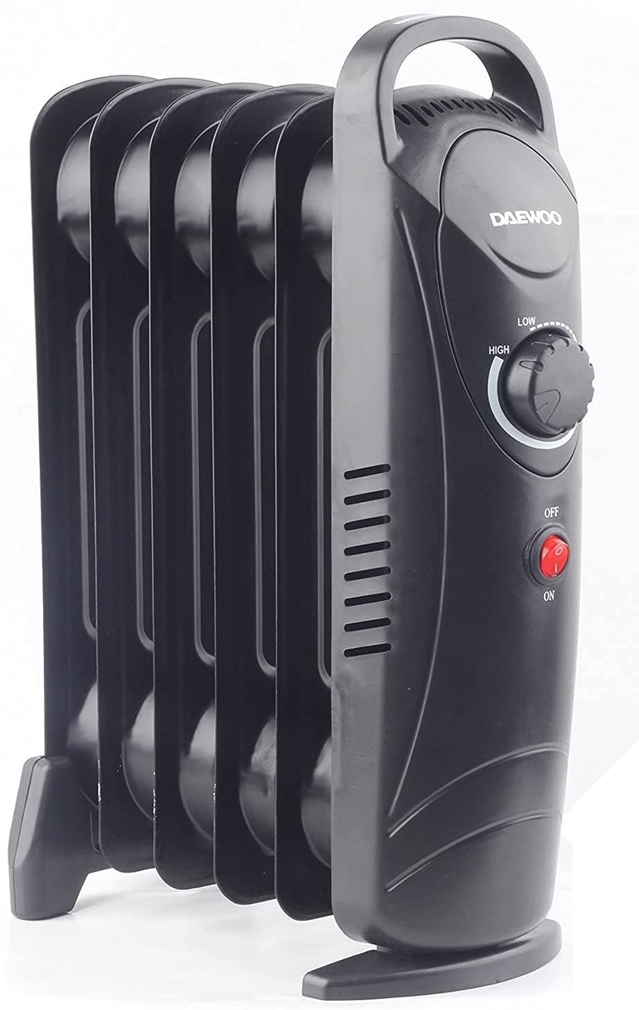 Daewoo 800W Black Portable Oil Filled Radiator Heater with Thermostat & Timer