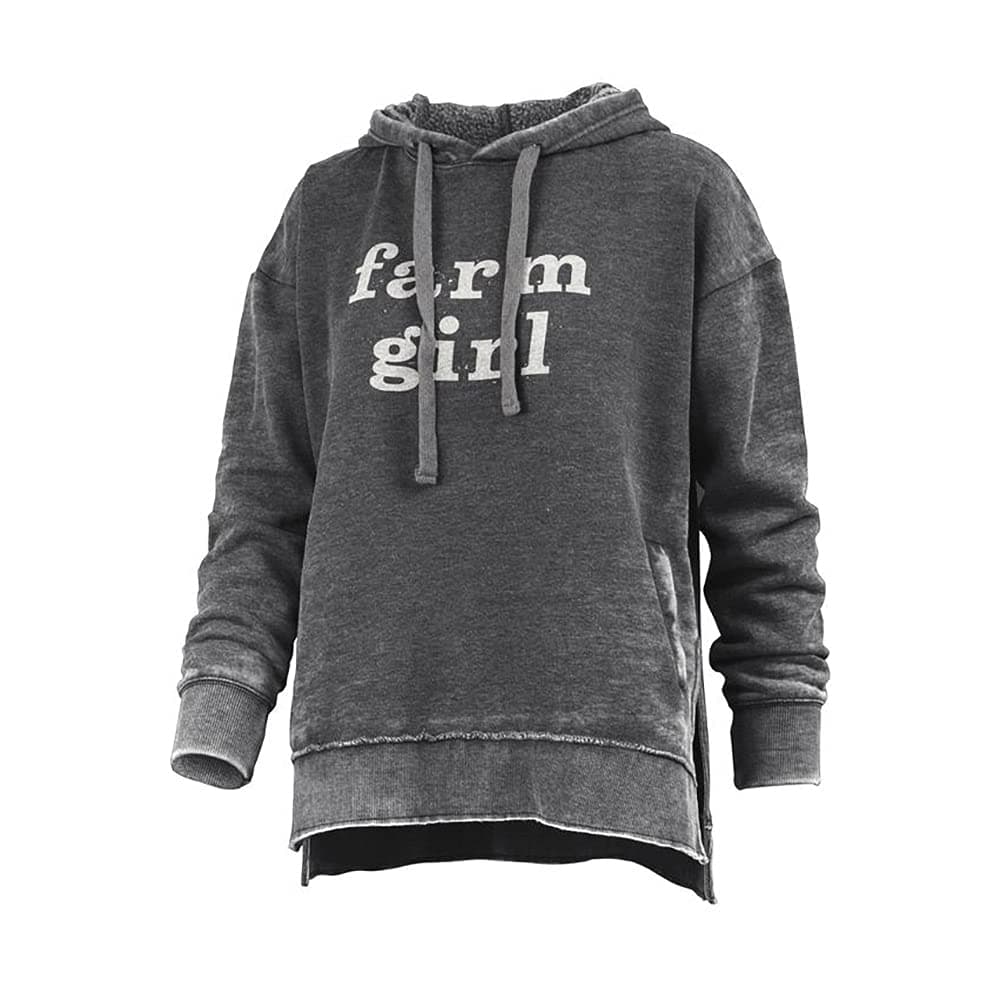 Womens Vintage Washed Hooded Fleece Marni (Farm Girl -- Black, Large)