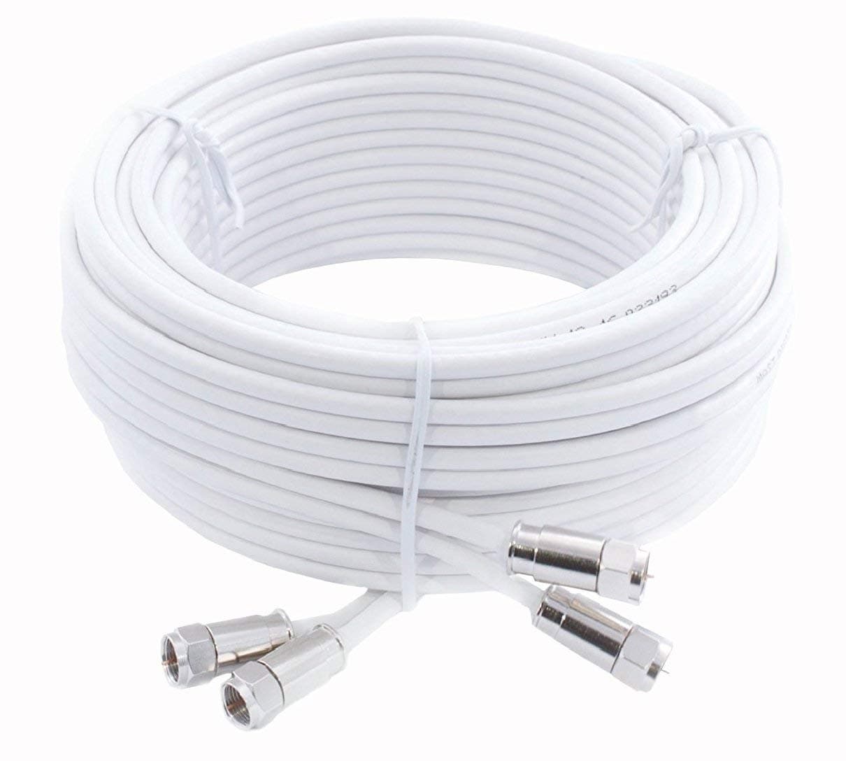 SSL Satellites 1 m Twin Satellite Shotgun Cable Extension Kit with Premium Fitted Compression F Connectors for Sky Q HD and Freesat - White (1M, WHITE)