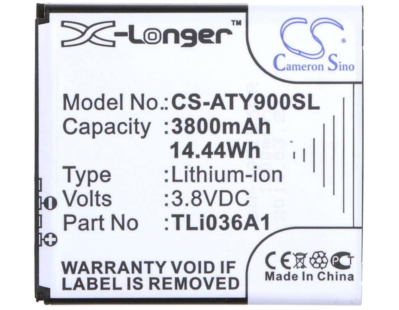 Cameron Sino Replacement Battery for Alcatel TLi036A1 Alcatel One Touch Link Y900