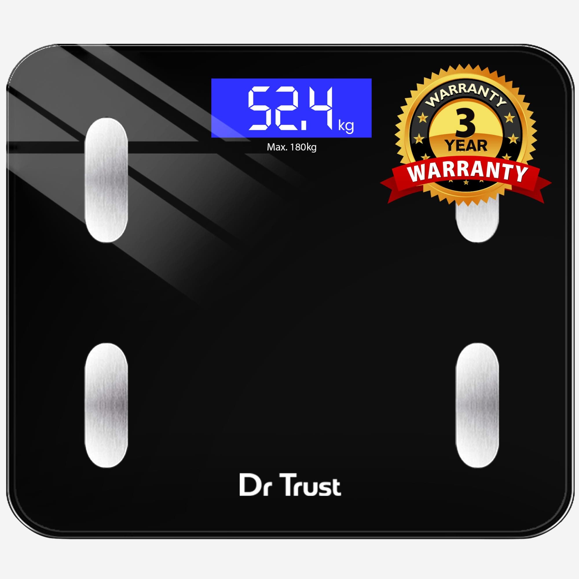 Dr Trust USA 509 Digital BMI Weight Scale with Body Fat Analyzer and Fitness Body Composition Monitor Rechargeable Electronic Weight Machine & Weighing Scale with Mobile App, Bluetooth (Black)