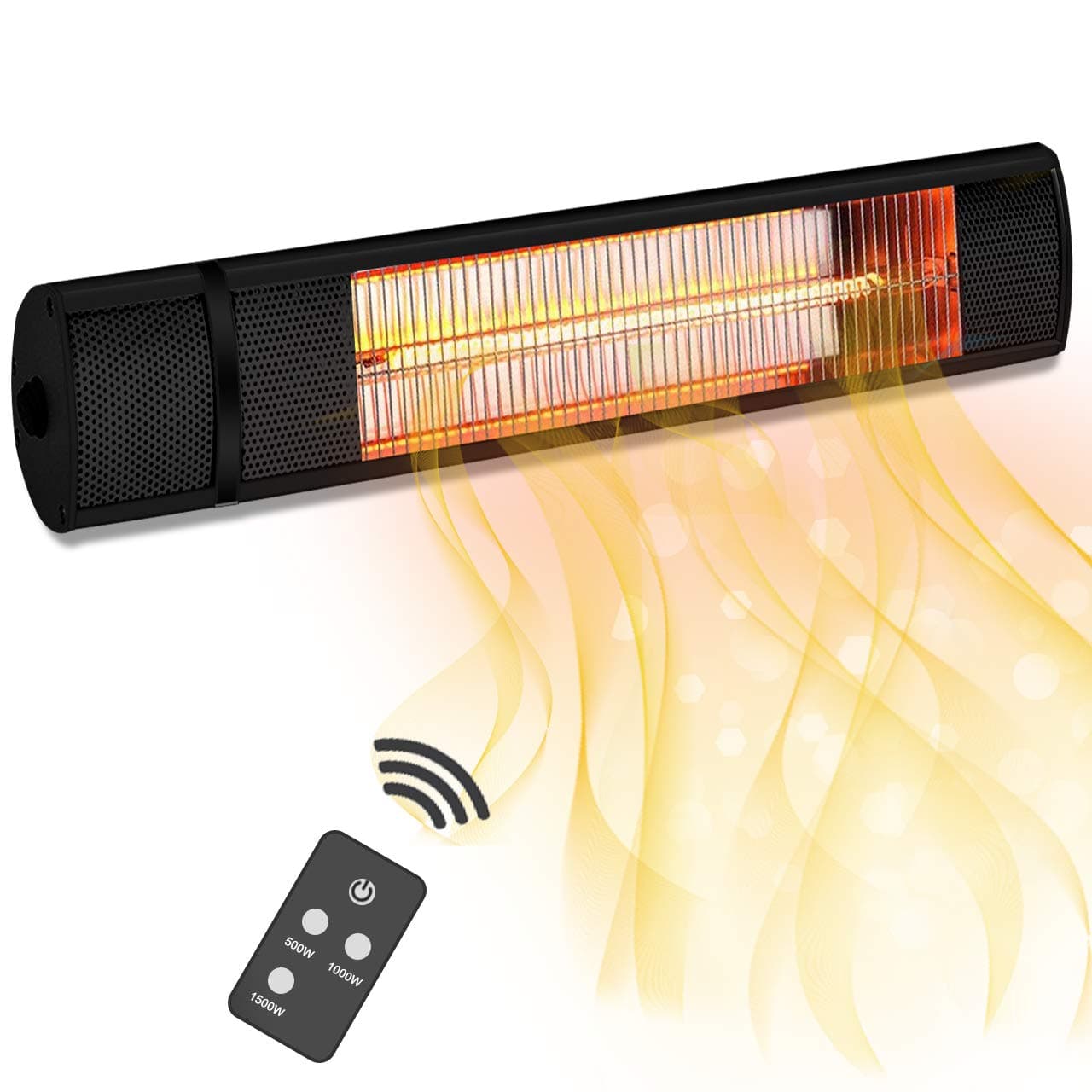 KEYWING Outdoor Heater Patio Heater, Aqziill Outdoor Space Heater Wall Mounted with Remote Control. Mountable Electric Heater Indoor/Outdoor. 120V, IP65 Waterproof. Black. Calentador de Patio