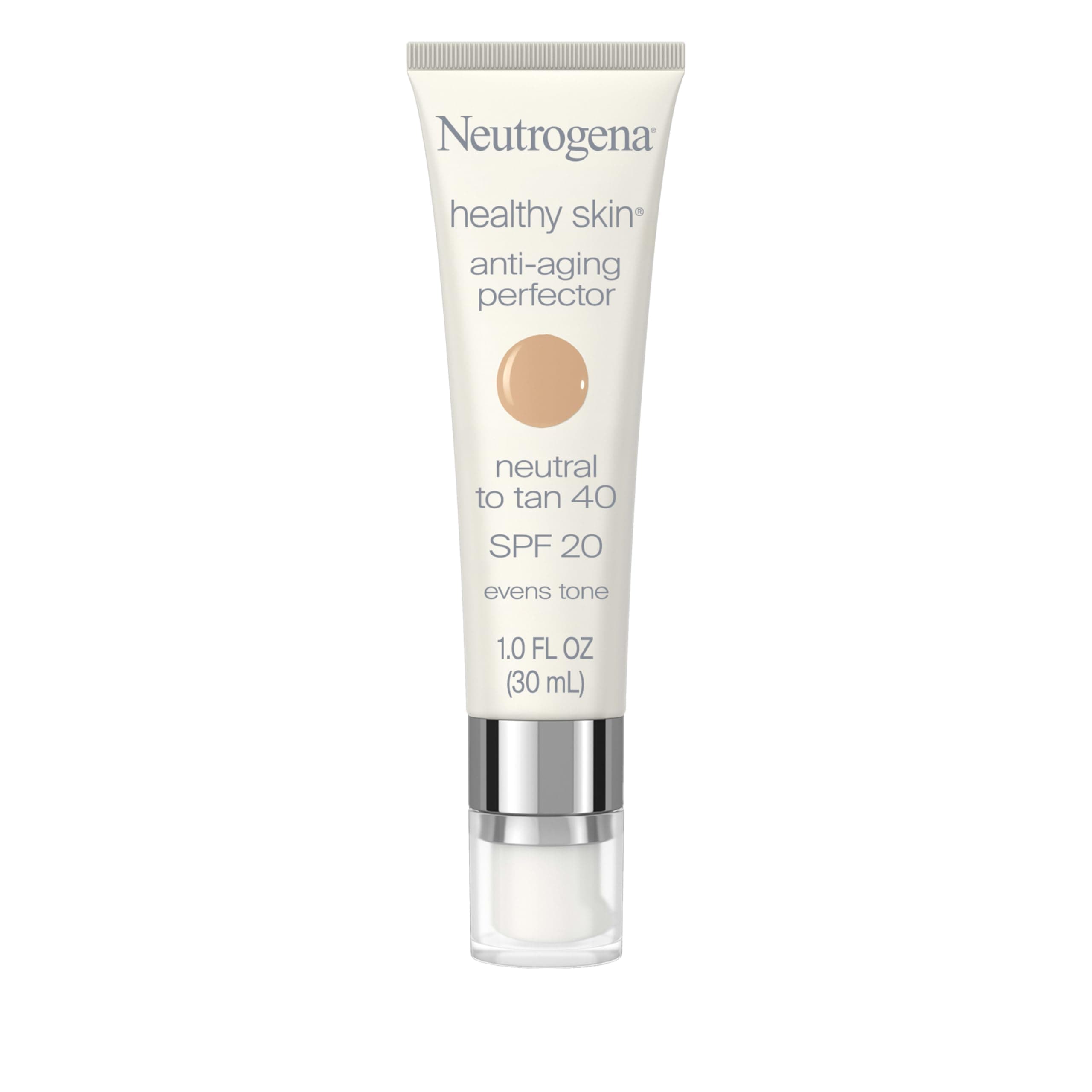 Neutrogena Healthy Skin Anti-Aging Perfector - with Retinol, Tinted Moisturizer with SPF 20 & Sheer Coverage that Smooths Skin Texture & Reduces the Look of Fine Lines, Natural to Tan (40), 1oz (30mL)