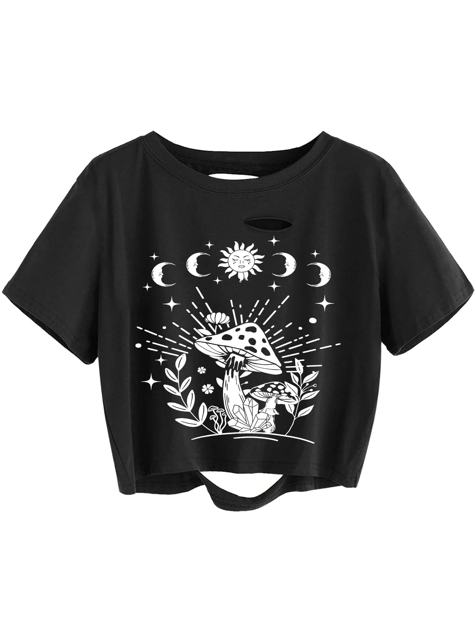 RemidooWomen's Casual Short Sleeve Graphic Print Tie Dye Crop Top T Shirt