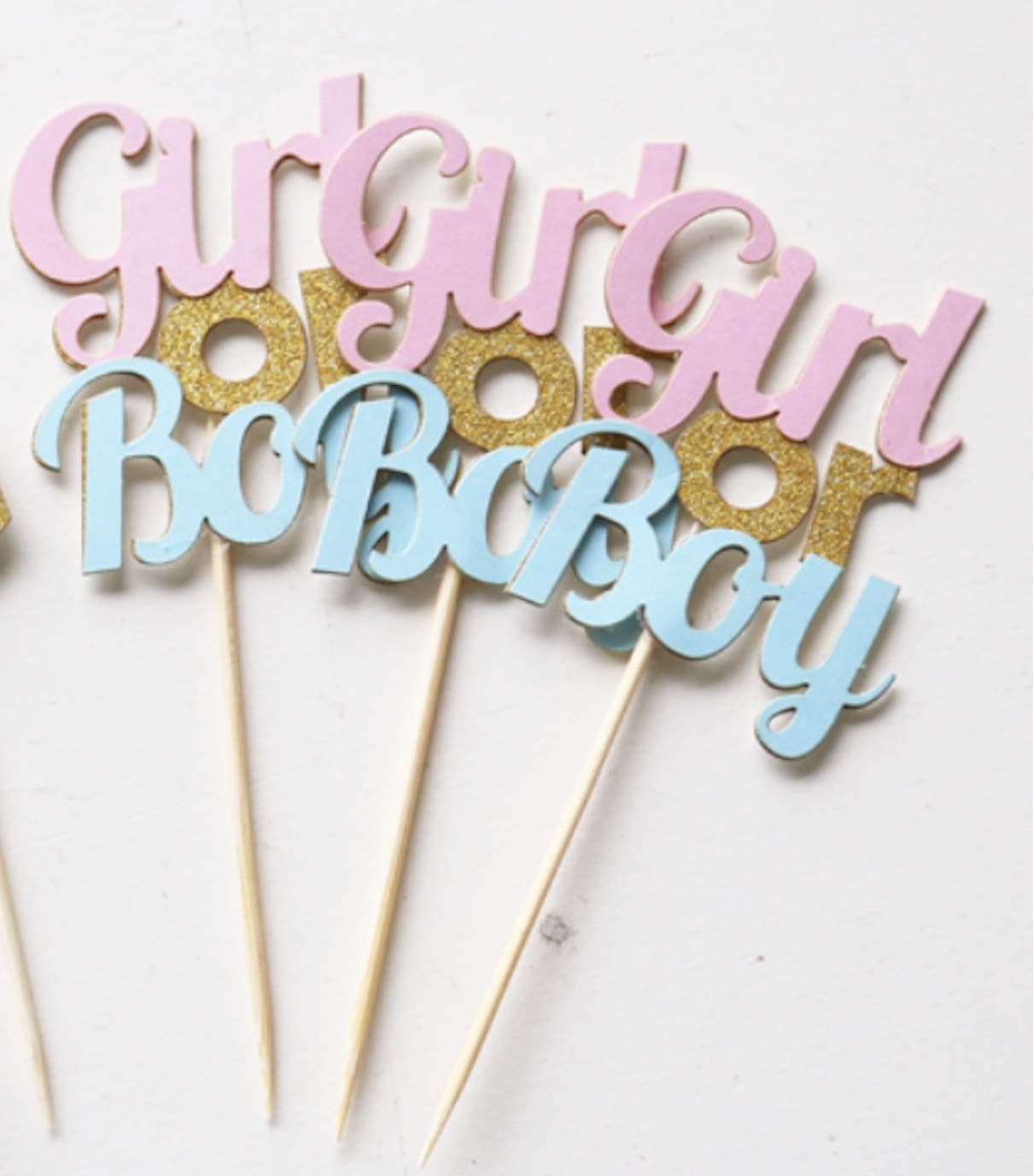 Brockhill Trading 12 x Gender Reveal Girl or Boy Pink Blue Cupcake Toppers Baby Shower