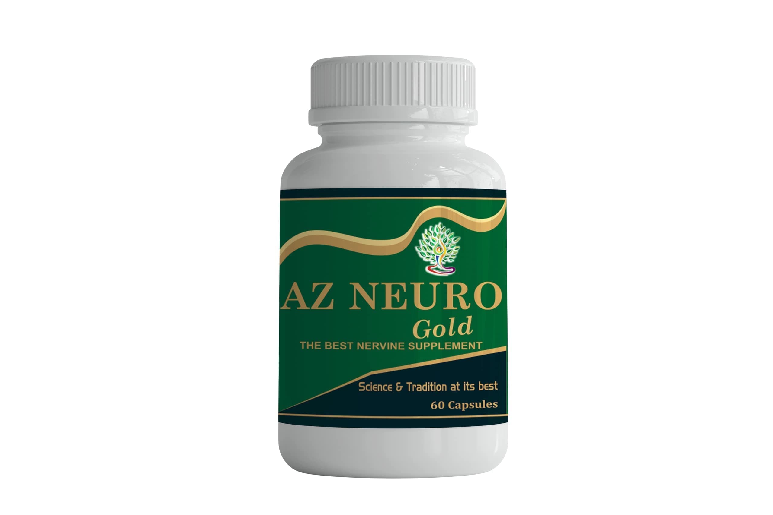 Ayurveda Yogashram Remedies AZ Neuro Gold Nervine Supplement With Natural Ingredients For Men Women | Approved by Ministry of Ayush, Govt. of India - 60 Capsules