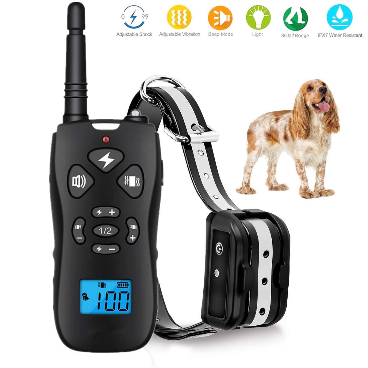 KALENI Dog Training Collar, 1000ft Remote Dog Shock Collar, 100% Waterproof and Rechargeable with Beep/Vibra/Electric Shock