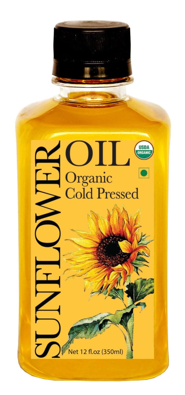 Daana Sunflower Oil: Certified USDA Organic, Extra Virgin, Cold Pressed, High Oleic, Non-GMO. Healthy Oil for Cooking, Baking, Frying, Hair and Skin Care. Pesticide and Chemical Free (12 oz)