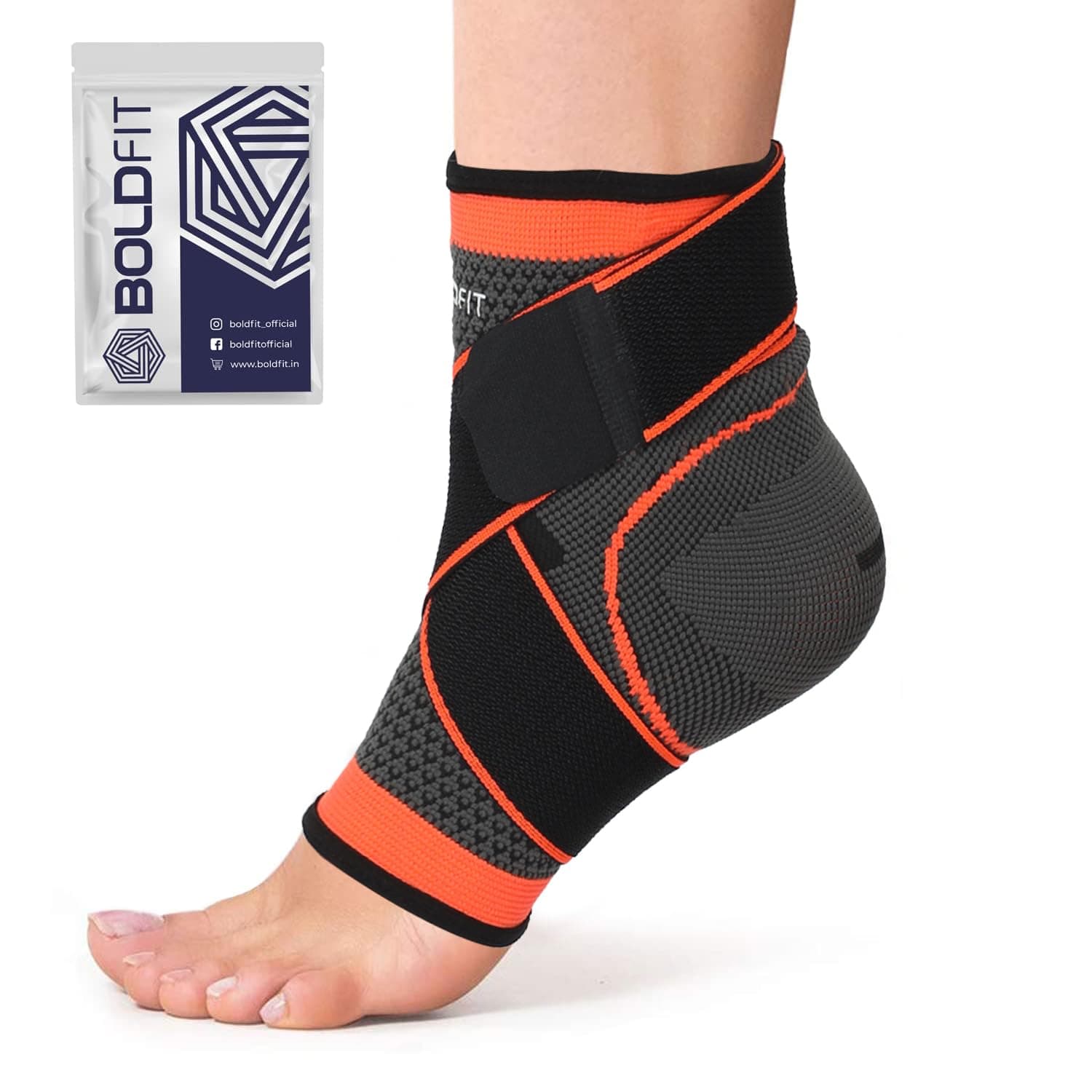 Boldfit Ankle Support For Pain Relief Ankle Brace For Women & Men Ankle Binder For Men Foot Support For Pain Relief Ankle Band For Pain Relief Ankle Support For Men Ankle Cap Ankle Strap Ankle Belt