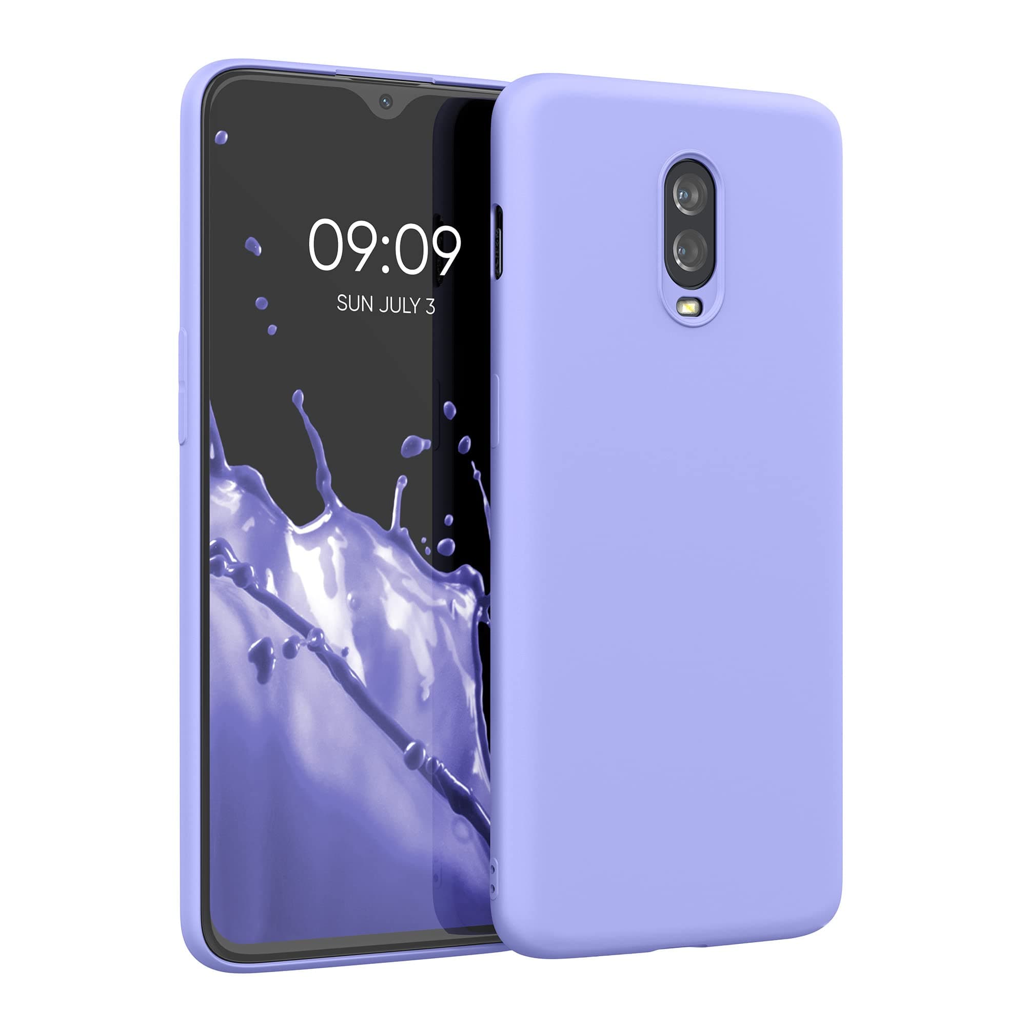 kwmobile Case Compatible with OnePlus 6T Case - Slim Protective TPU Silicone Phone Cover - Light Lavender
