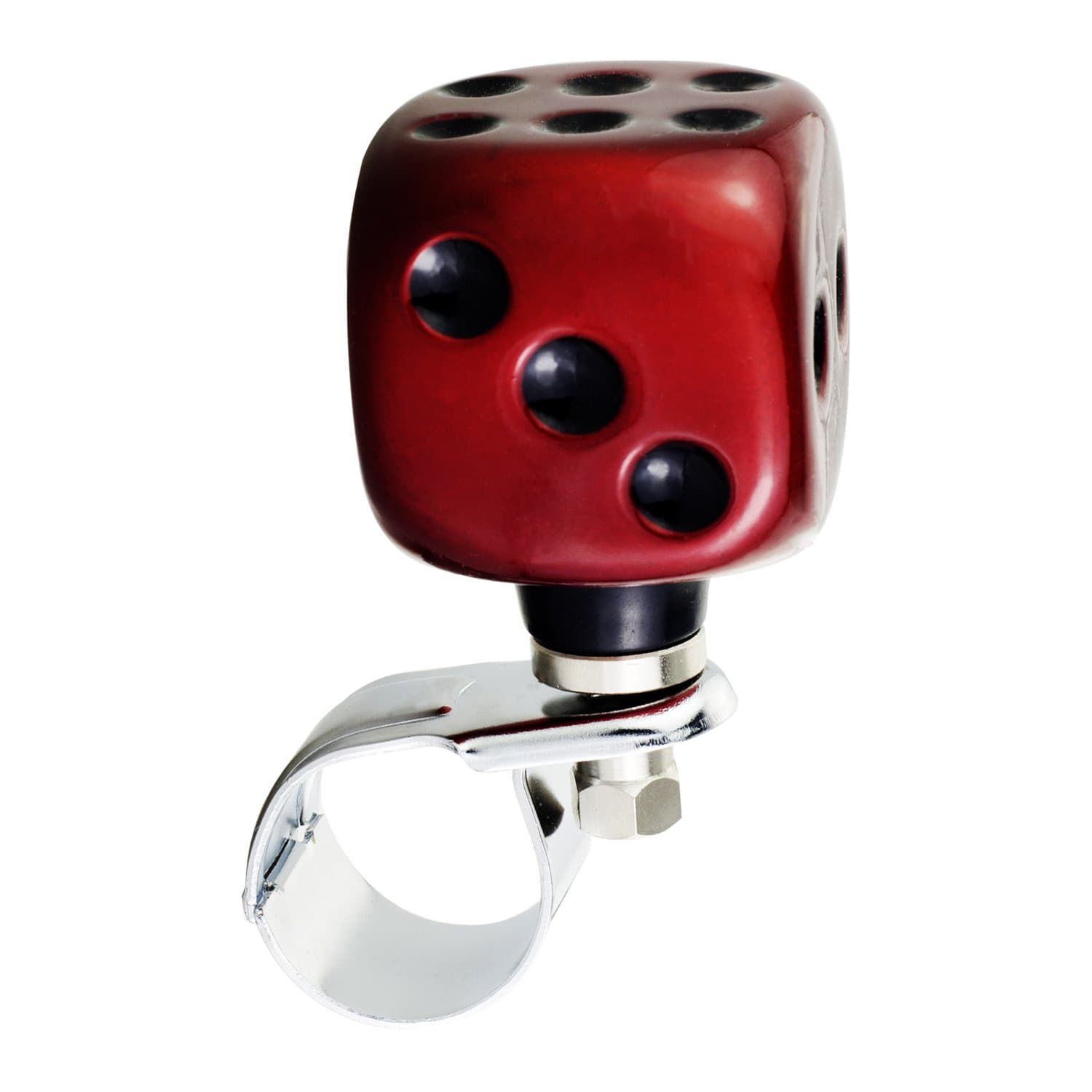 MavotaKnob For Steering Wheel With Dice Decoration Wheel Turn Knob For Trunk/Bus/Sedan/Suv/Ship Or More, Red