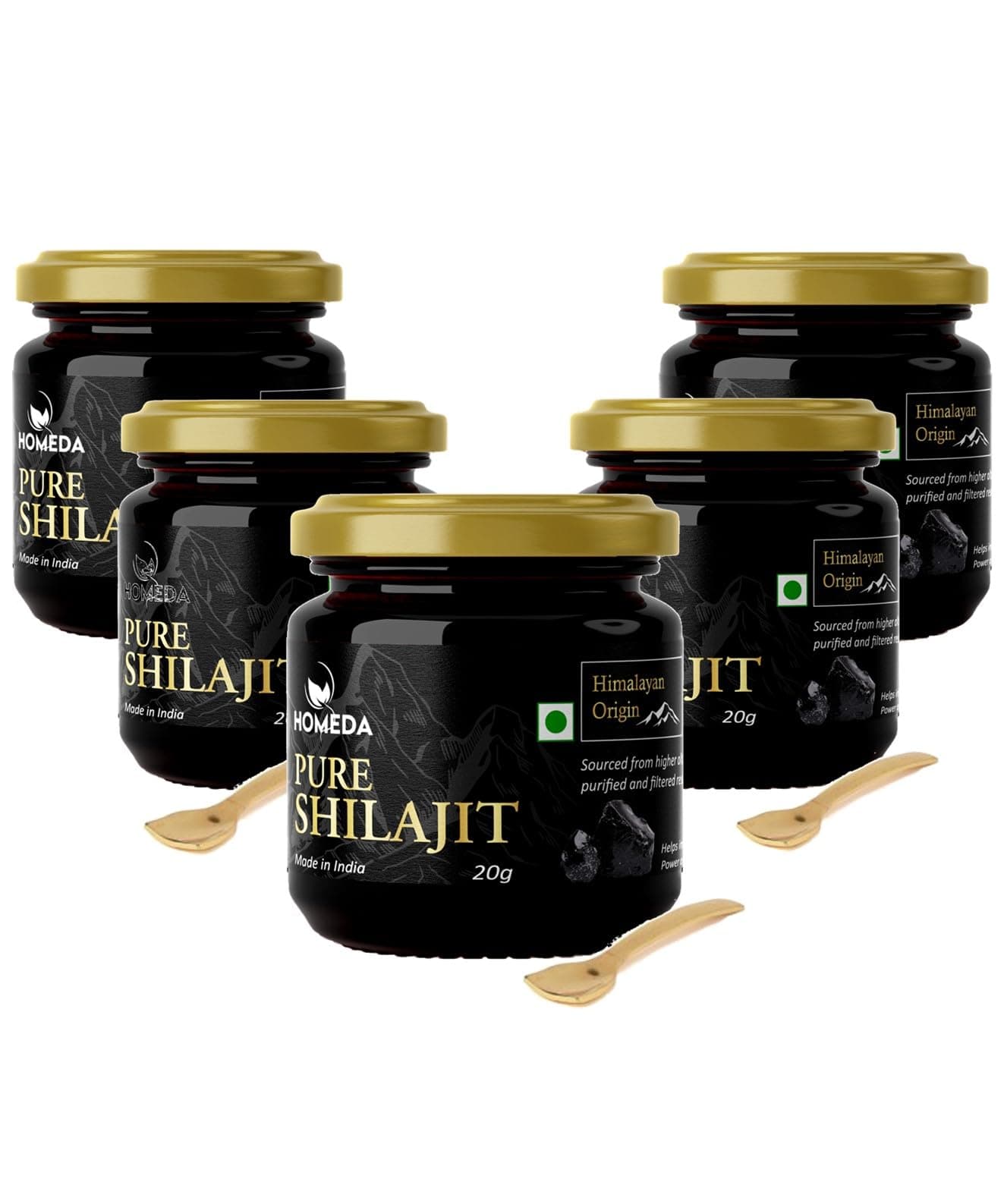 Pure Himalayan Shilajit Original/Shilajeet Original, Ayurvedic Shilajit Resin Original, Natural Pure Kashmiri Shilajit Original for Men and Women | शिलाजीत शुद्ध - 100g - Pack of 5