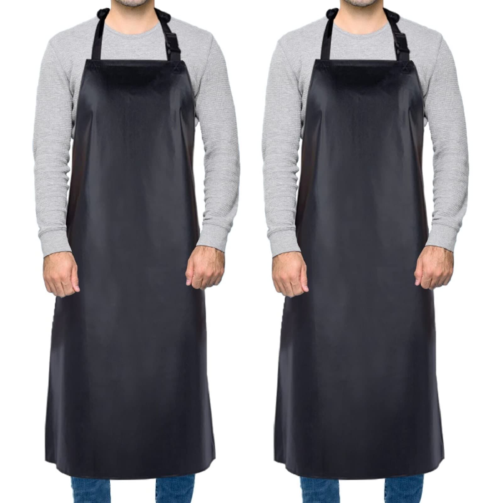 Homsolver Waterproof Rubber Vinyl Apron for Unisex Adult, Adjustable, Lightweight, Chemical Resistant Extra Long Work Apron