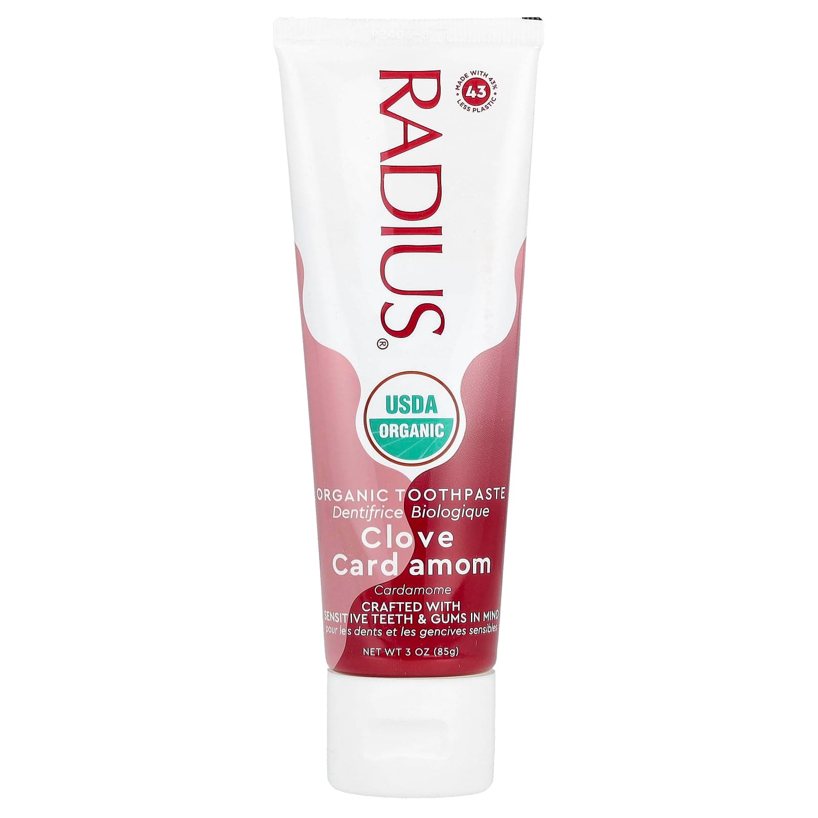 RADIUS - Organic Coconut Oil Toothpaste, USDA Organic Certified Naturally Whitening and Reduces Risk of Cavities and Gingivitis (Clove Cardamom, 3 Ounce, Pack of 1)