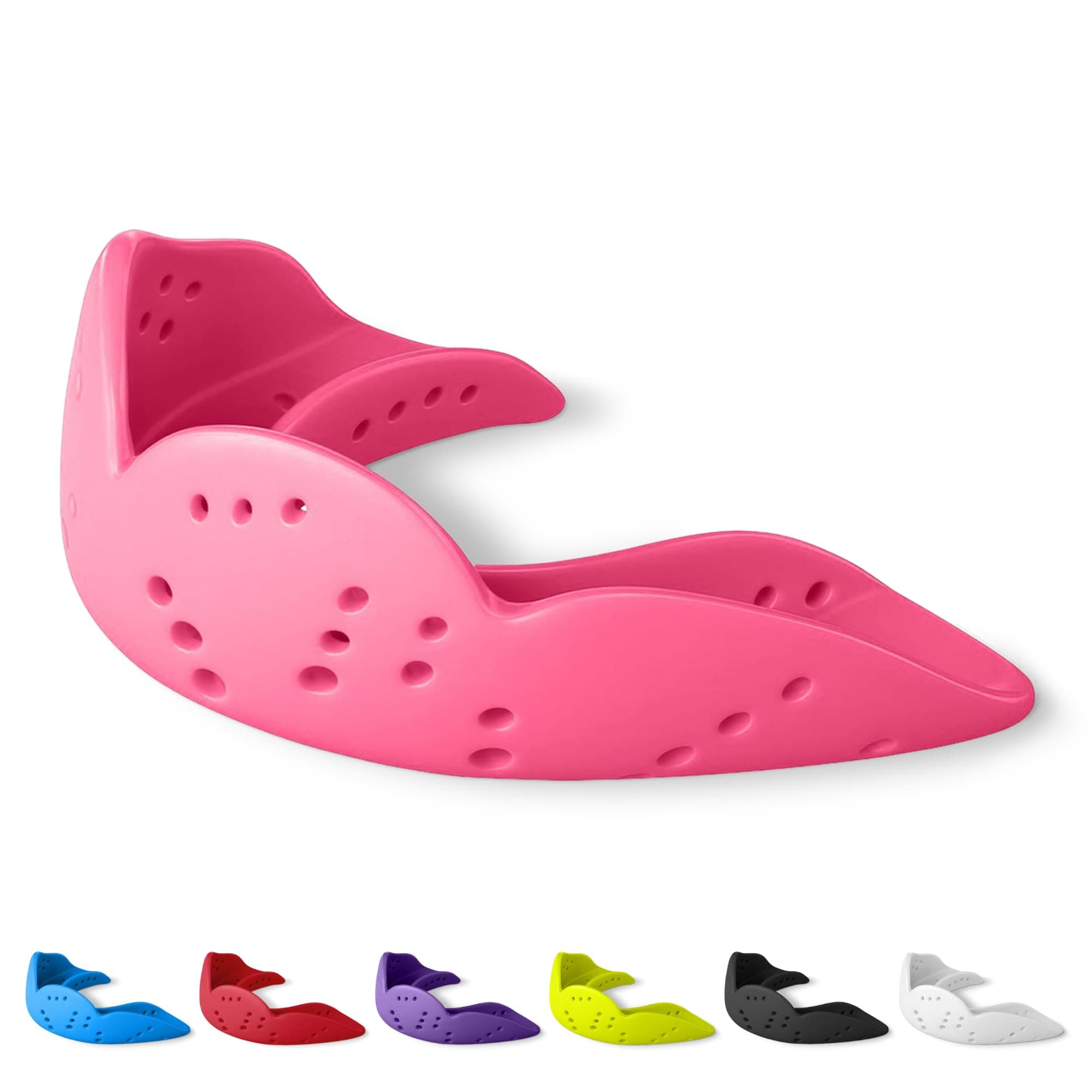 SISU Aero Medium Mouthguard, Hot Pink - 30% Stronger Protection for Lacrosse, Football, Hockey, Roller Derby, Team Sports - Remoldable Up to 20 Times - Ultra Slim - Works for Braces - Non Toxic
